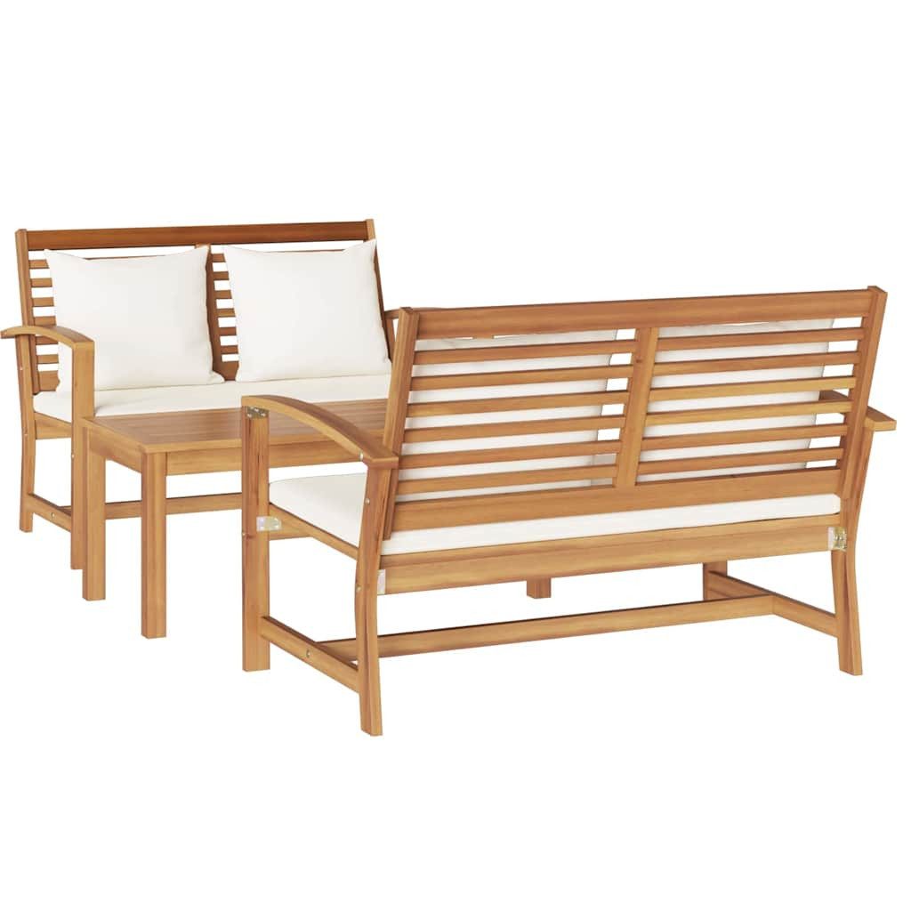 vidaXL Gartenlounge-Set Garten-Sofa-Set Natur -Massivholz, (3-tlg)