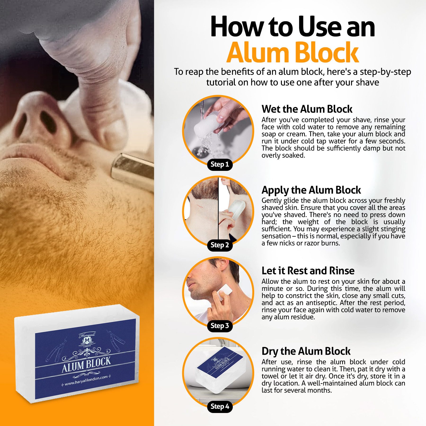Haryali London After-Shave Alaunstein zur Blutstillung und Edelstein-Antiseptikum für Aftershave pack, 1-tlg., enthält 100ML