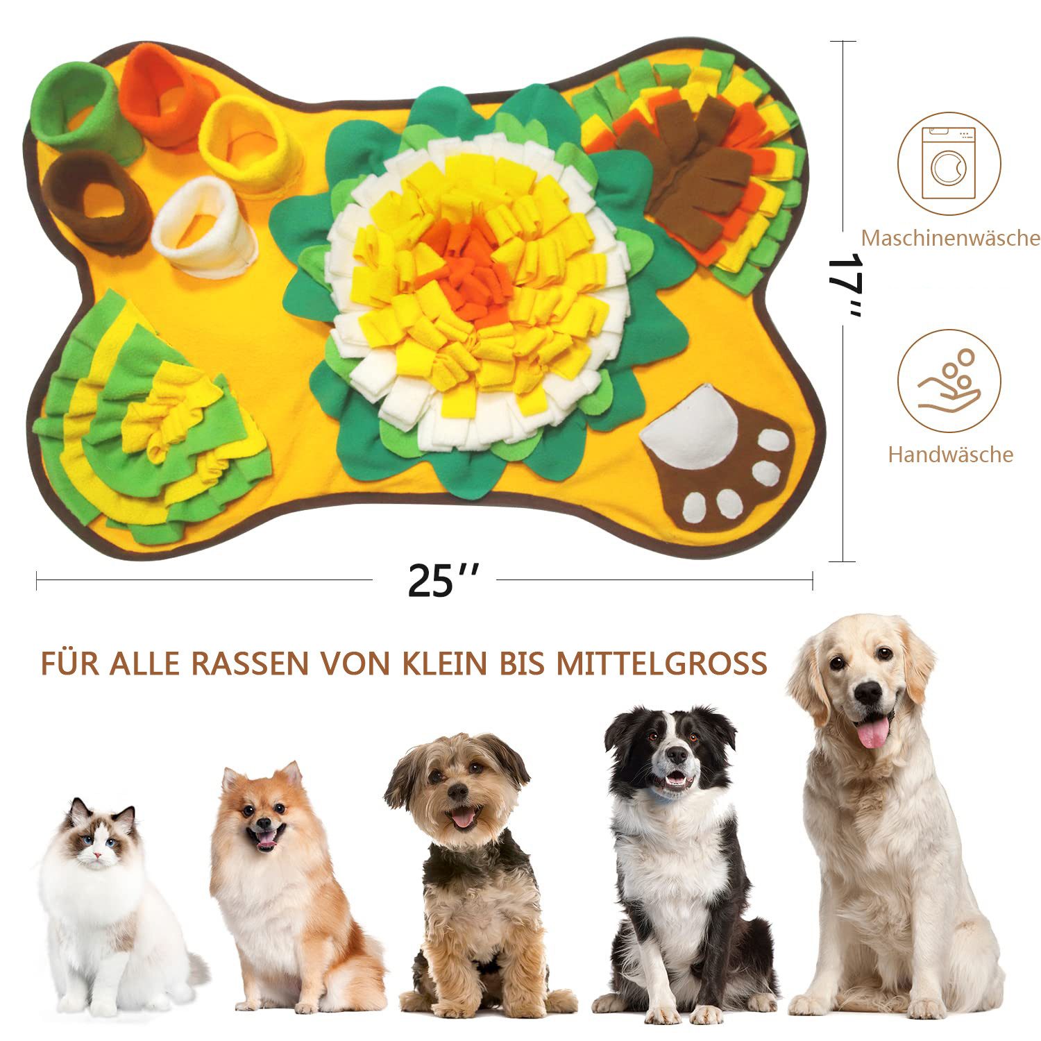 Coonoor Schnüffelteppich Hunde Schnüffelteppich Waschbar Trainingsmatte Futtermatte, SchnüFfelteppich Für Hunde Riechen