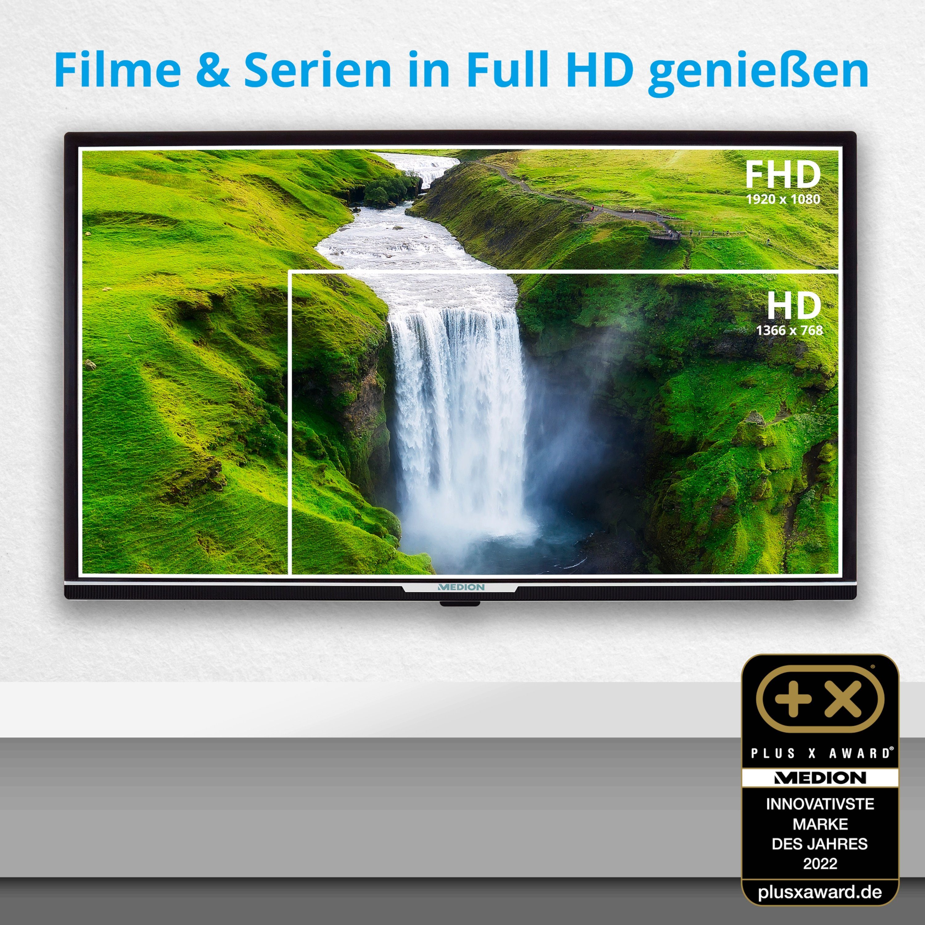 Medion® MD30042 LED-Fernseher (80 cm/31.5 TV, HD, Full 60Hz, MD30042) Display Zoll, Full-HD 1080p Android