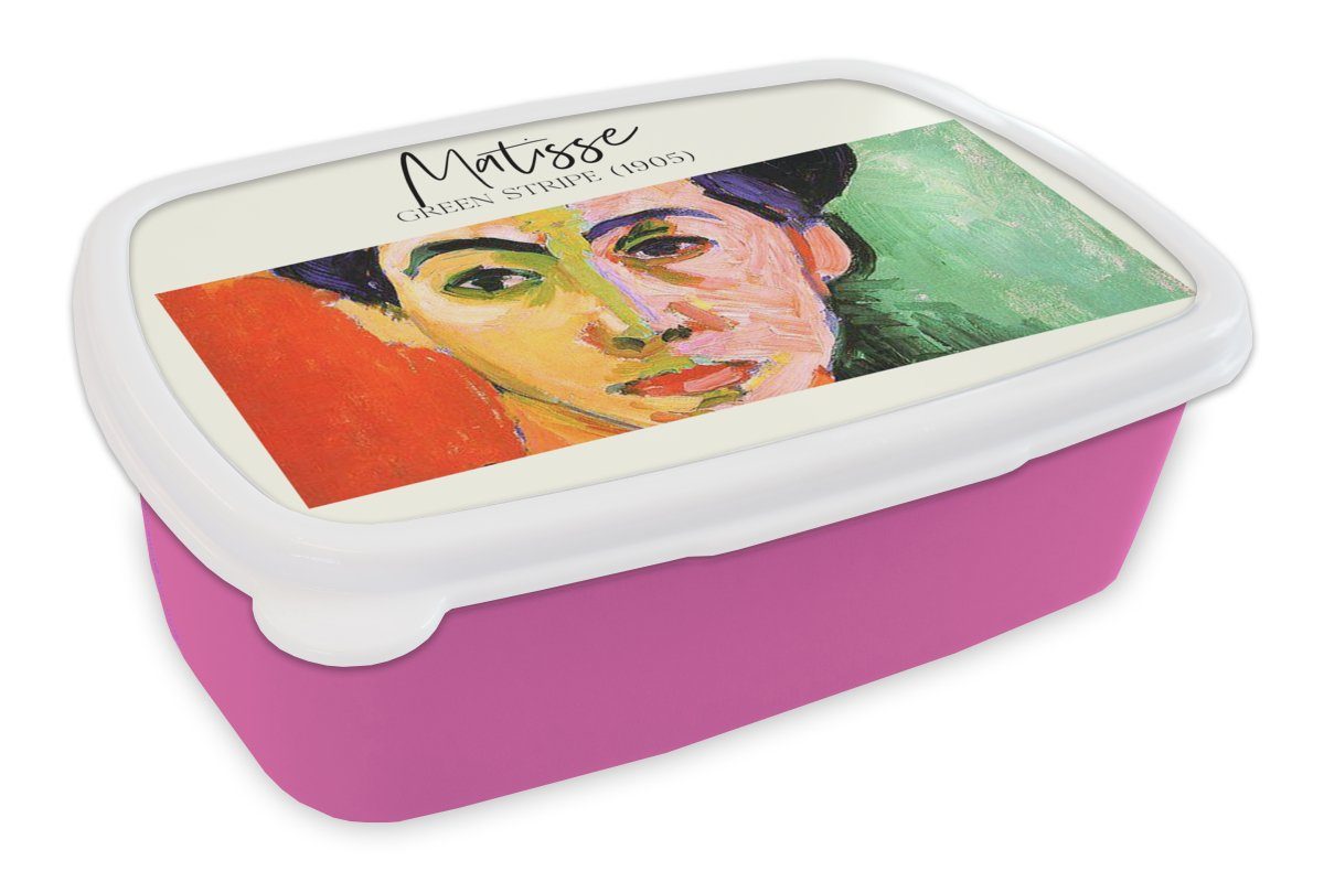 MuchoWow Lunchbox Kunst - Matisse - Grüner Streifen (1905) - Malerei, Kunststoff, (2-tlg), Brotbox für Erwachsene, Brotdose Kinder, Snackbox, Mädchen, Kunststoff rosa
