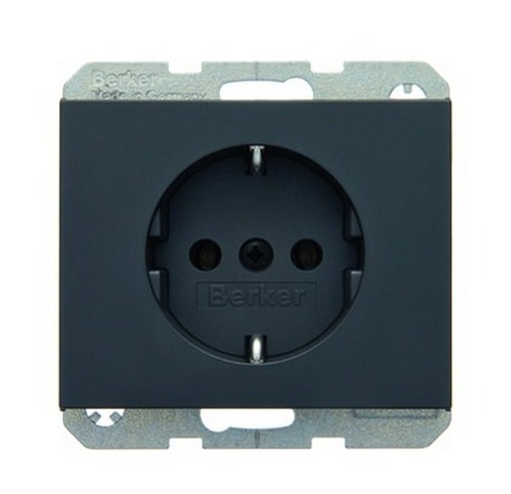 Berker Unterputz-Steckdose, 1fach anthrazit matt Unterputz horizontal/vertikal IP20 Zentralplatte
