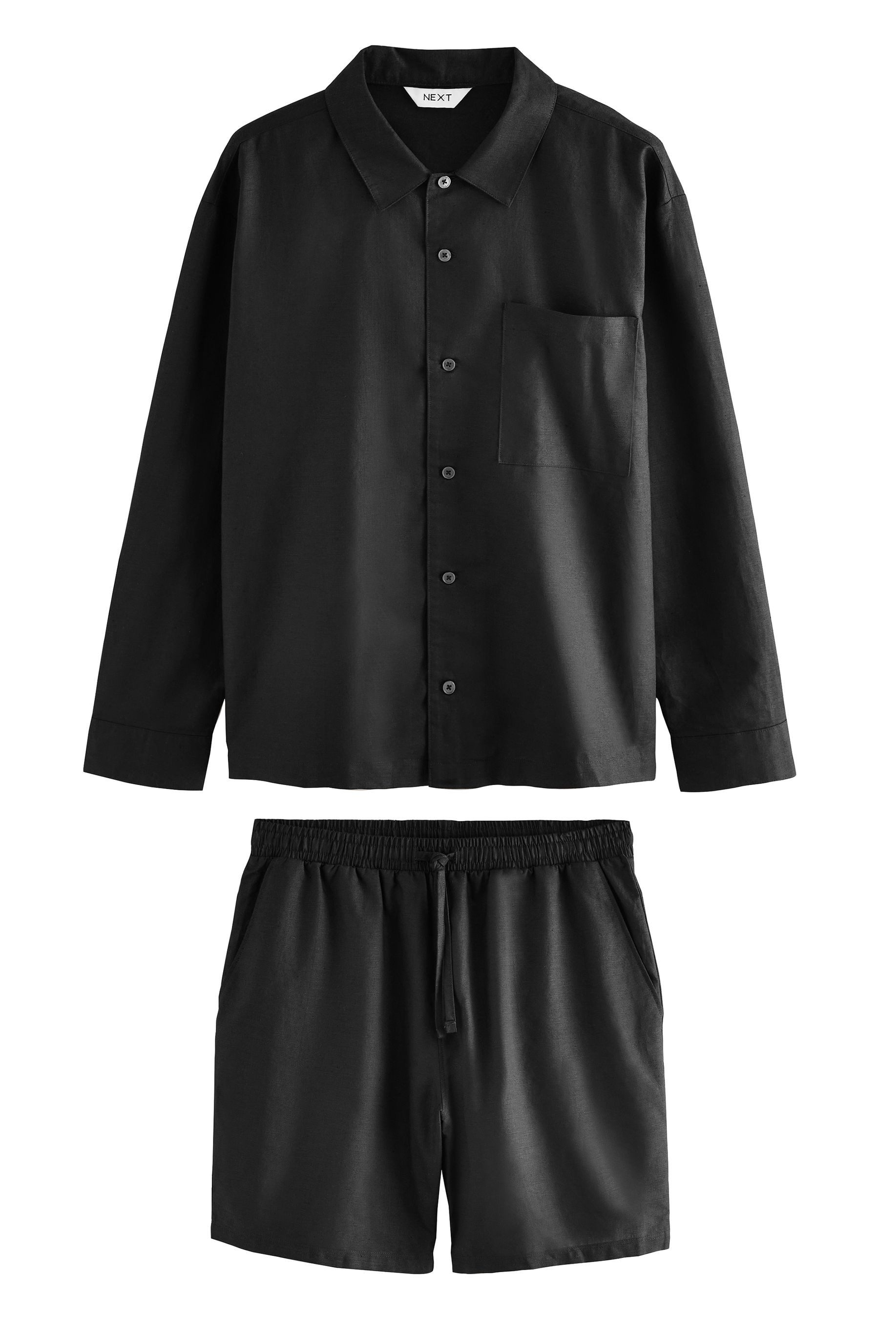 Next Pyjama Kurzer Schlafanzug aus Leinen-Baumwollmix (2 tlg) günstig online kaufen