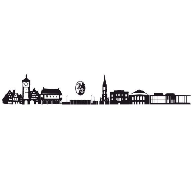 Wall-Art Wandtattoo Fußball SC Freiburg Skyline + Logo (1 St)