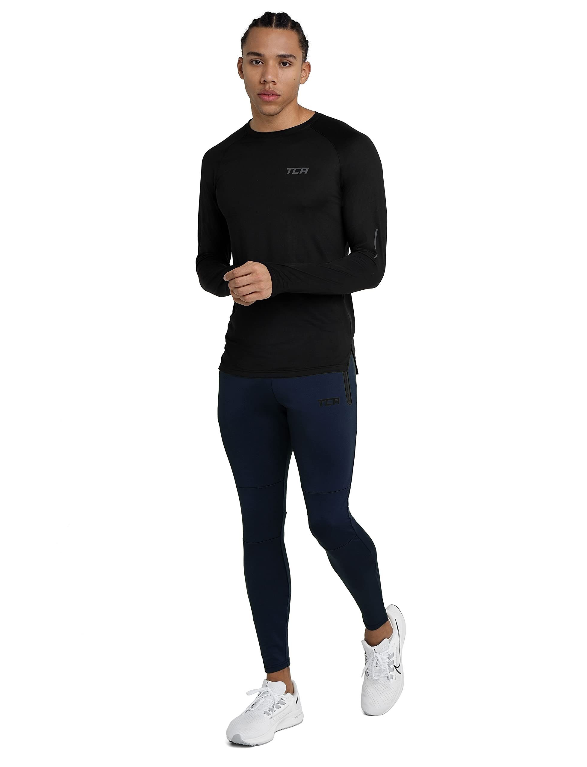 TCA Reißverschlusstaschen Blau, TCA Laufhose Jogginghose M Herren - Quickdry mit