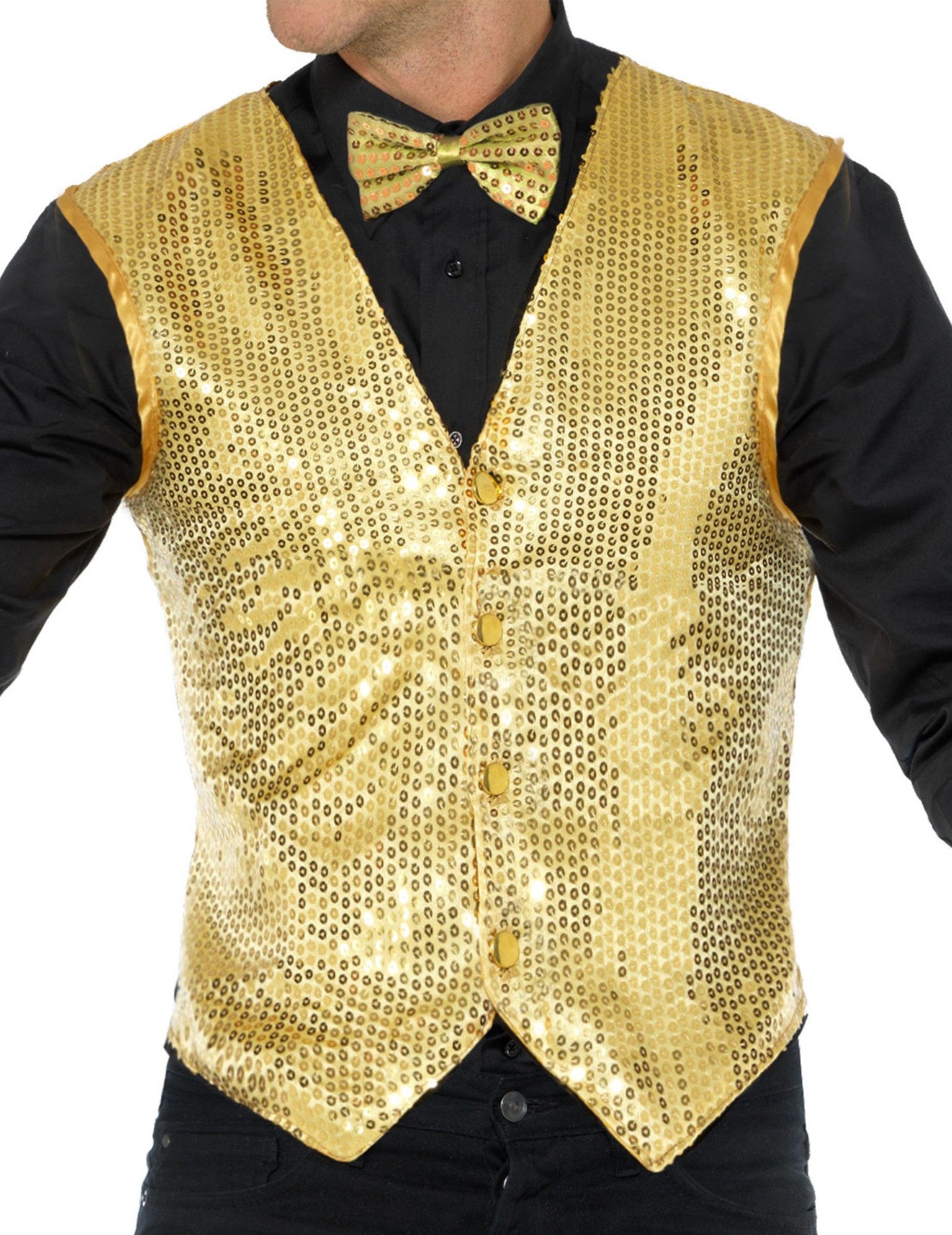 Smiffys Kostüm Disco Pailletten-Weste gold günstig online kaufen