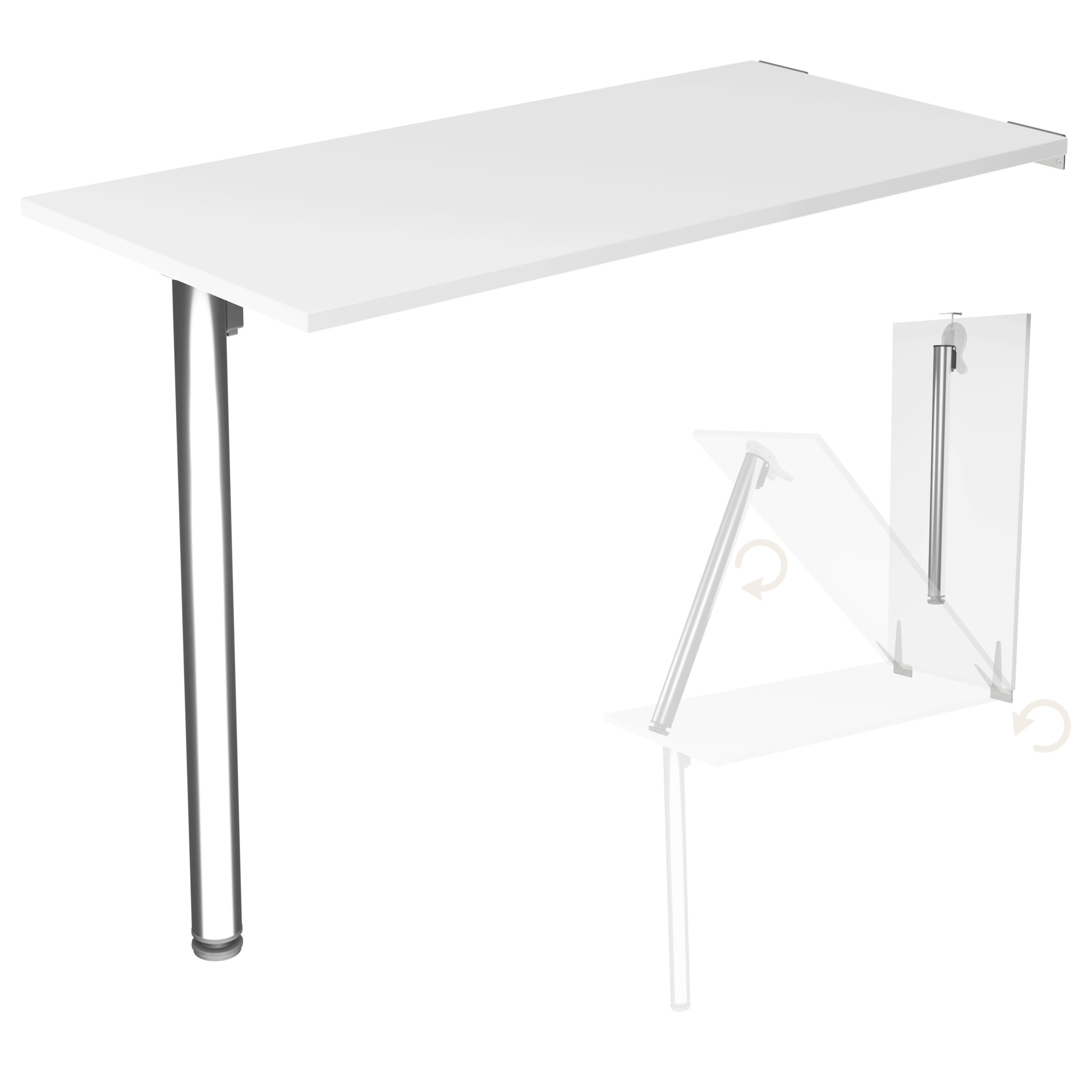 KDR Produktgestaltung Klapptisch Wandklapptisch Esstisch Küchentisch Schreibtisch  Wand Tisch Klappbar, Weiß