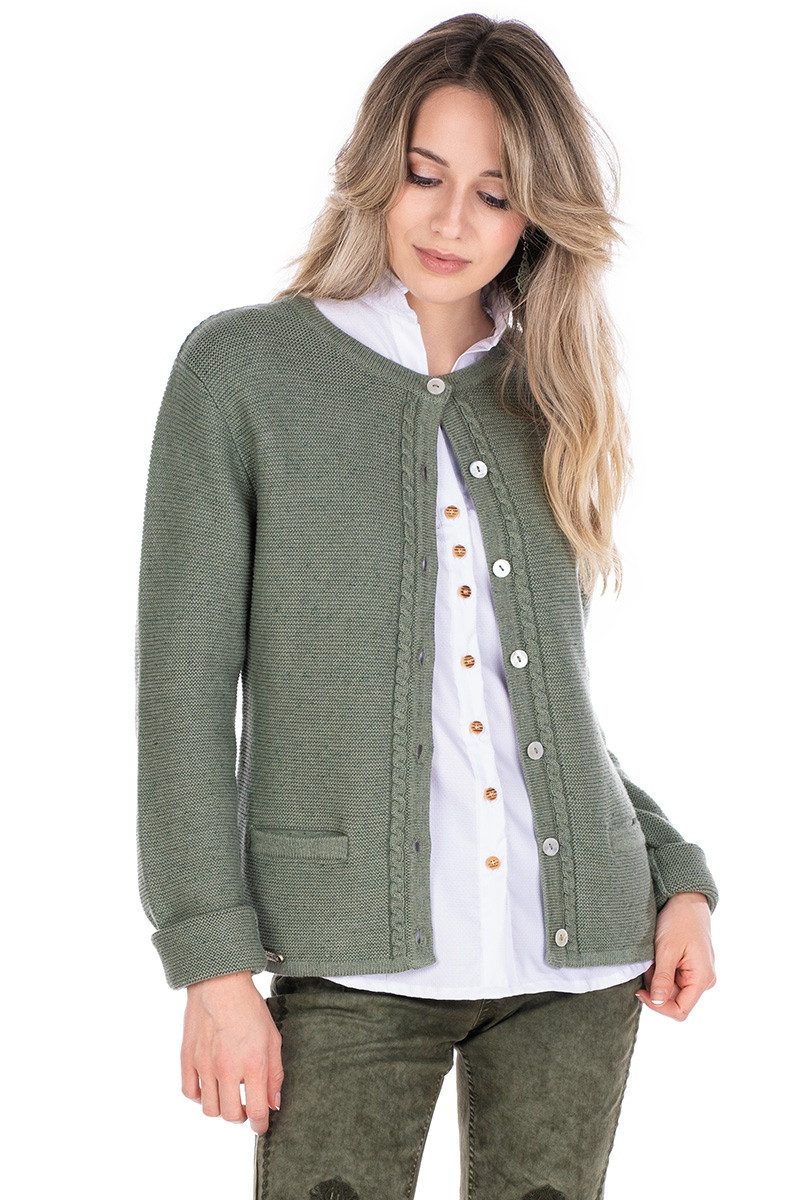 Hammerschmid Trachtenstrickjacke Trachten Strickjacke - FINNLAND - grün günstig online kaufen