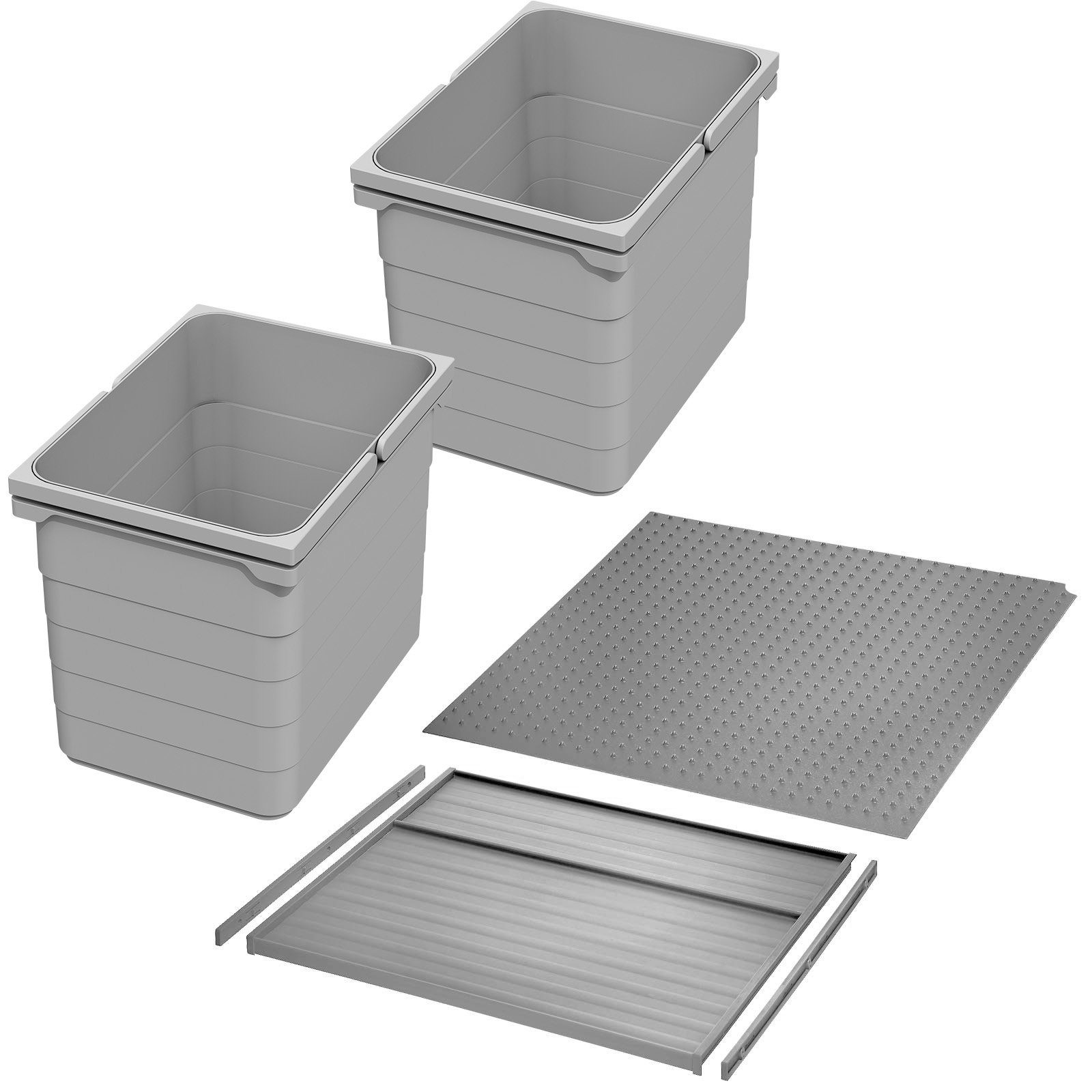 SO-TECH® Mülltrennsystem eins2vier KB 450 mm, Seitenstärke 16 mm Höhe 250 mm, 2x 15L, 1x 45er Bodenplatte, 1x 45er Deckelplatte