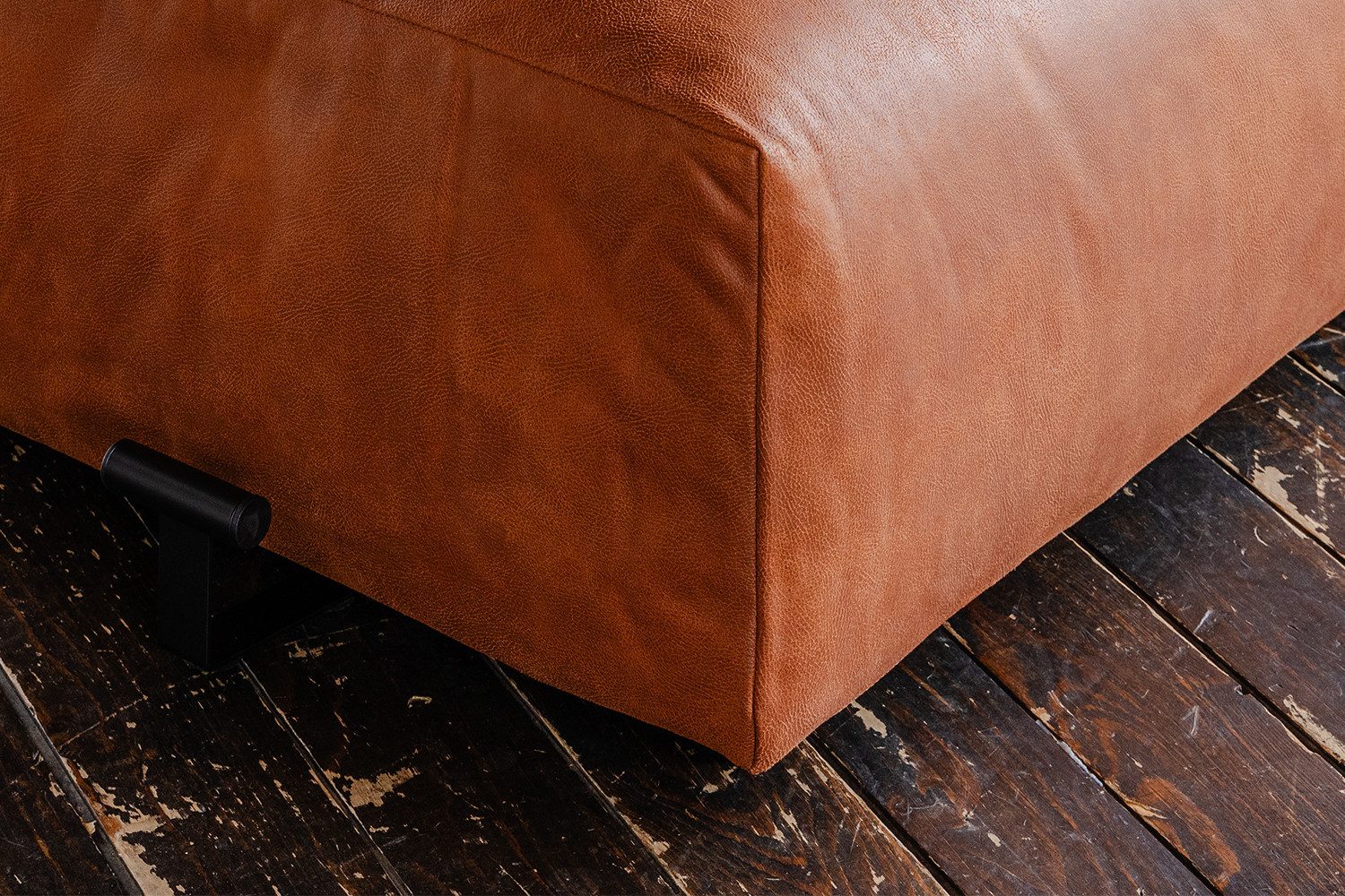 KAWOLA Polsterhocker MIA Sitzelement Lederfaserstoff – Modul für Sofa – modern, Edle Lederoptik, pflegeleicht & kombinierbar mit weiteren MIA Modulen – Bild 3 von 5