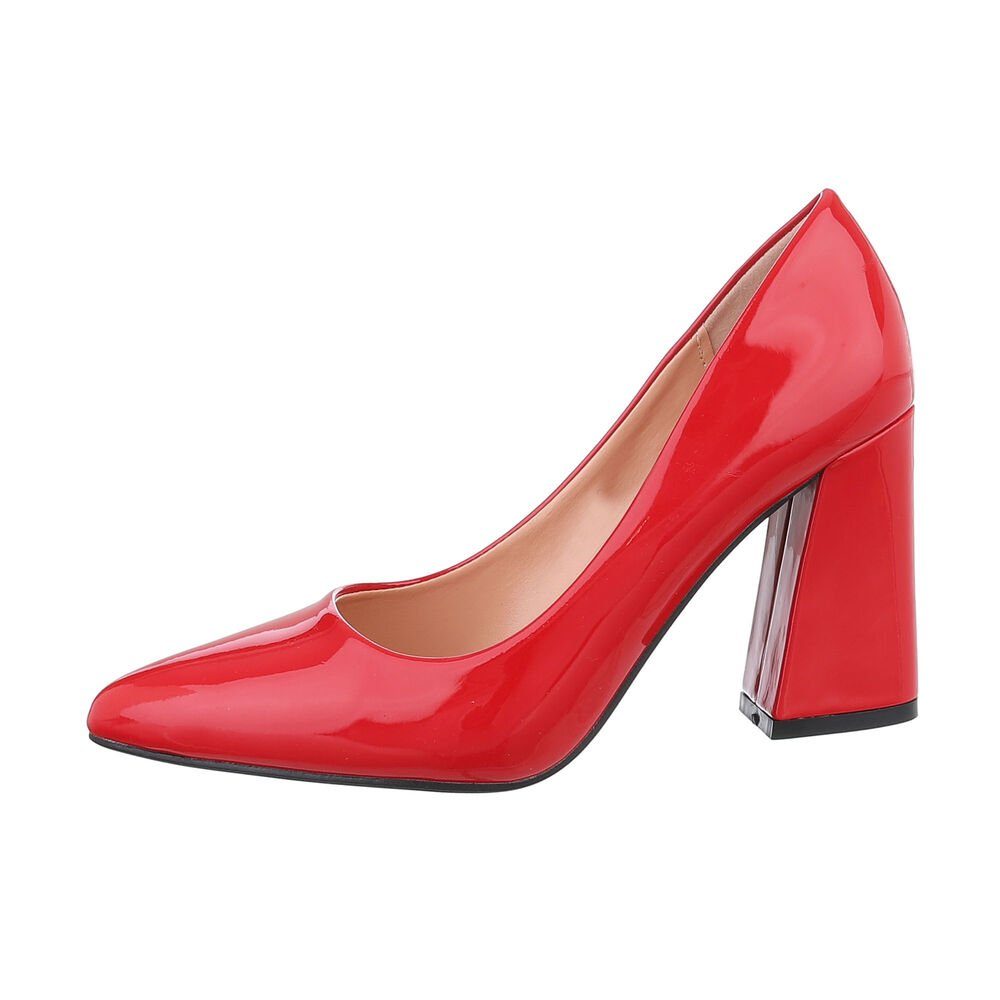 Ital-Design Damen Abendschuhe Elegant High-Heel-Pumps Blockabsatz High Heel Pumps in Rot