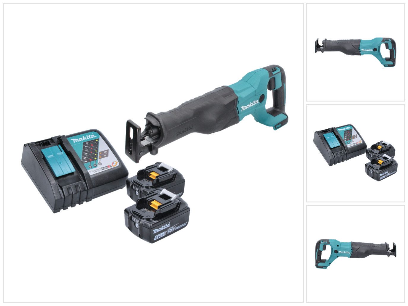 Makita Akku-Reciprosäge DJR 186 RT Säbelsäge 18 V + 2x Akku 5,0 Ah + Ladegerät