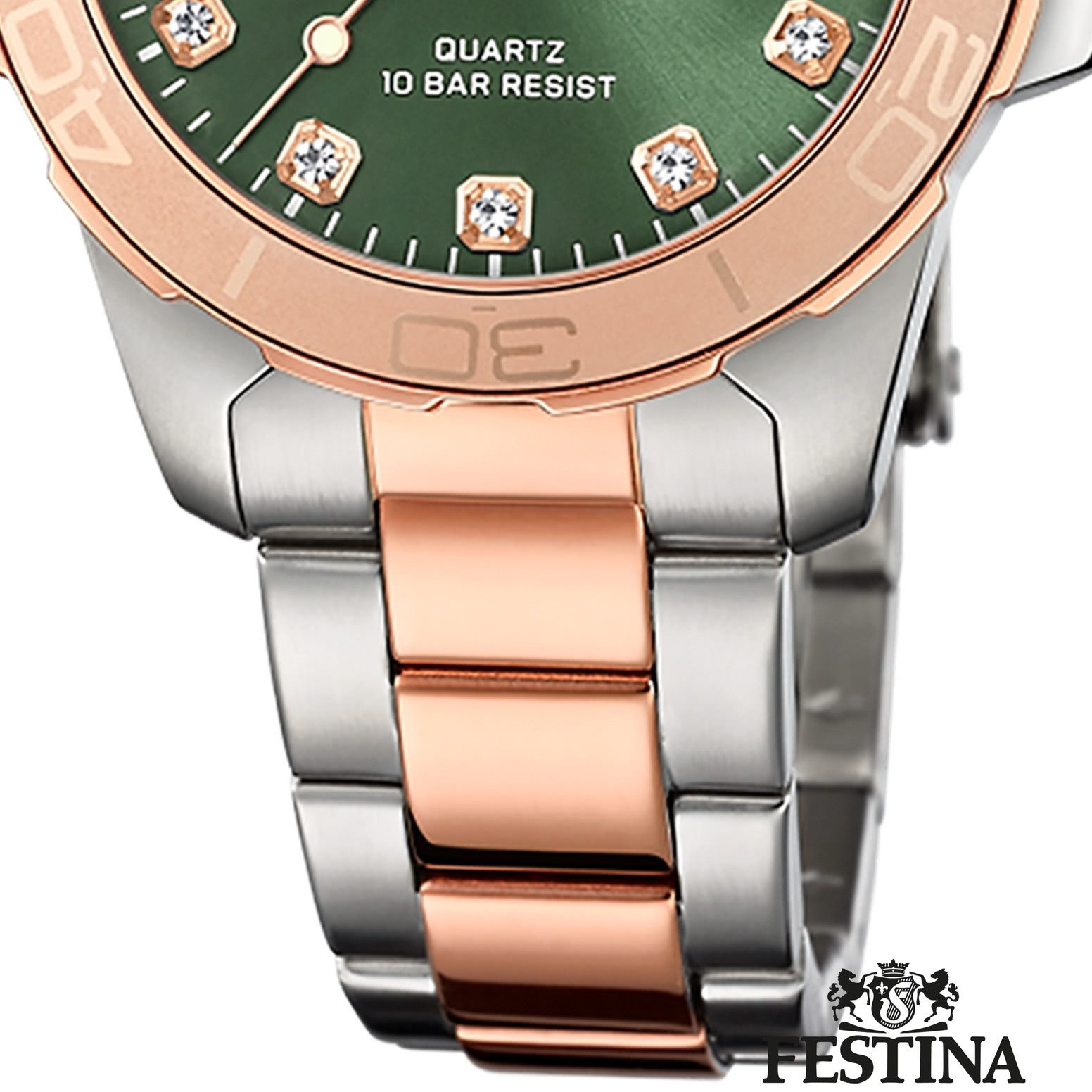 Festina Quarzuhr Festina Damenuhr Edelstahl silber gold, (Analoguhr), Damen Armbanduhr rund, Edelstahlarmband silber, gold, Casual