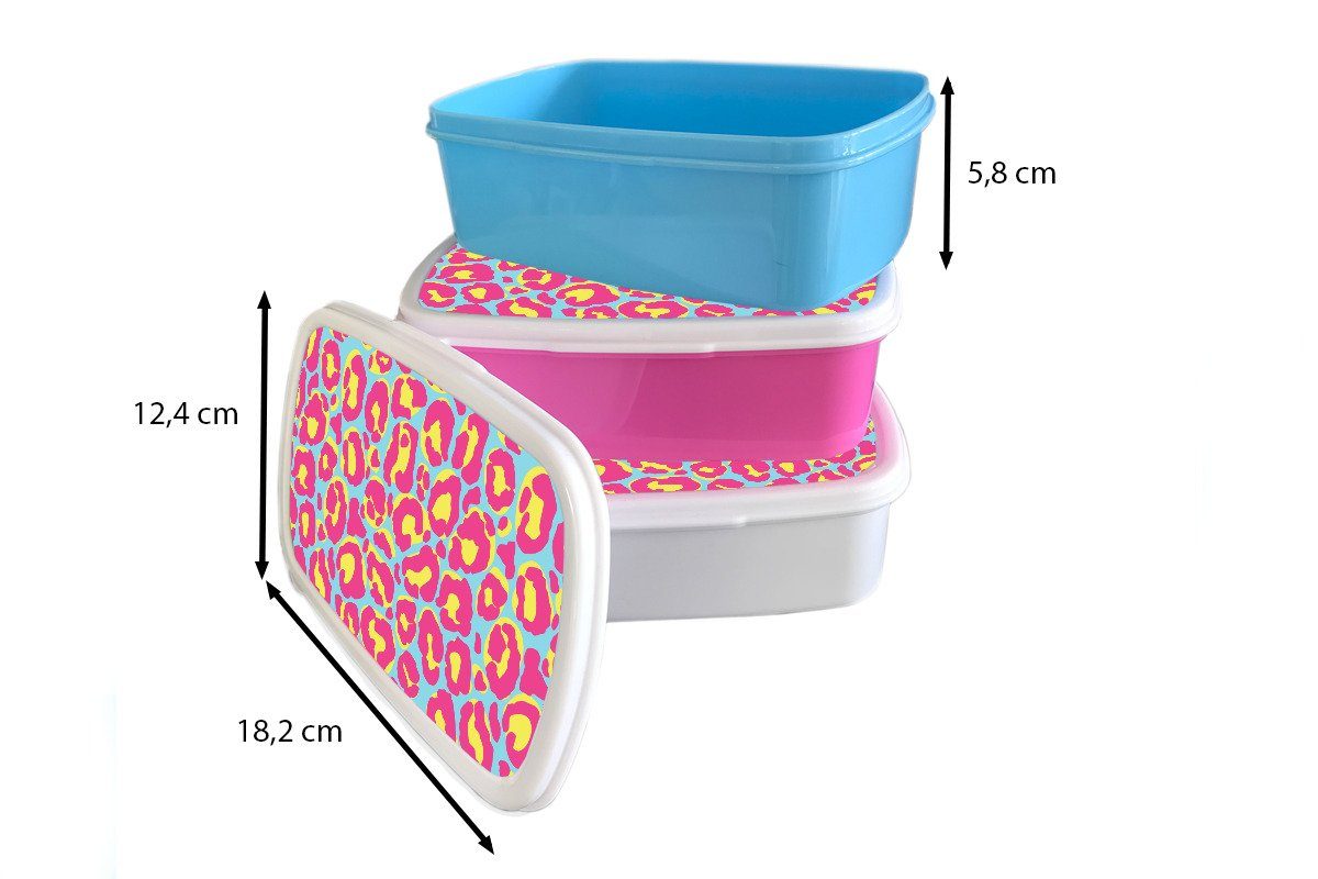 Gelb Lunchbox - Brotdose Pantherdruck für Rosa Muster, Kinder, - Mädchen, Kunststoff Erwachsene, Brotbox Snackbox, Kunststoff, MuchoWow (2-tlg), -