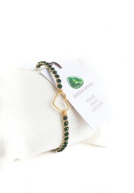 SAMAPURA Armband Grünes Spinell-Herz-Armband, Gold Faden