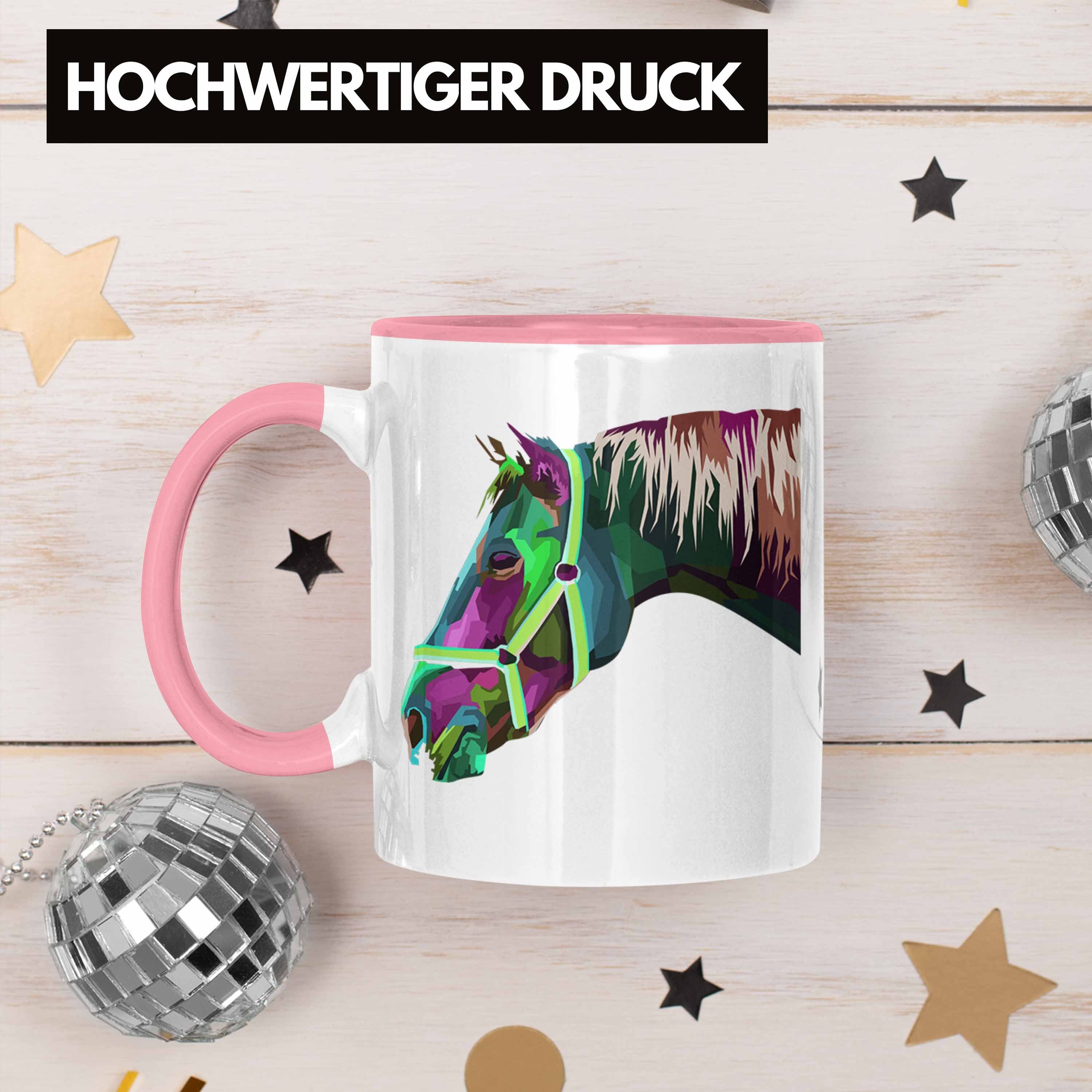 Pferde Tasse Bunt Tasse Polygon Trendation - Rosa Trendation Geschenk Reiter Reiten Reiterin