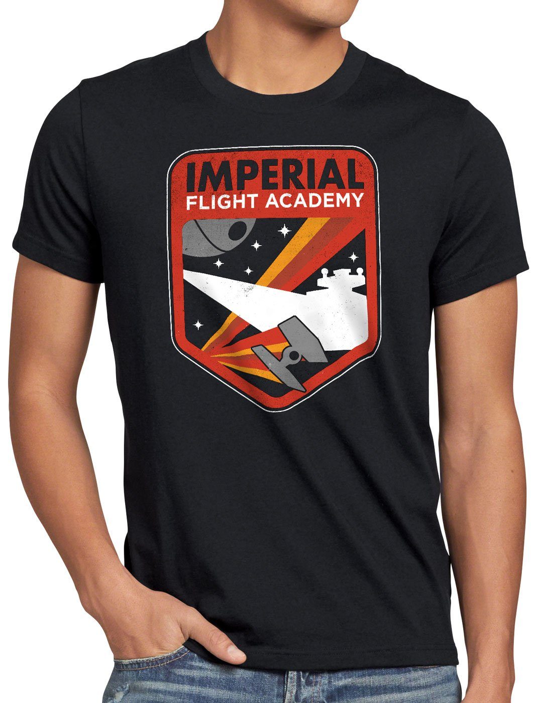 Print-Shirt tie Herren T-Shirt sternenzerstörer Imperial style3 Flight schwarz