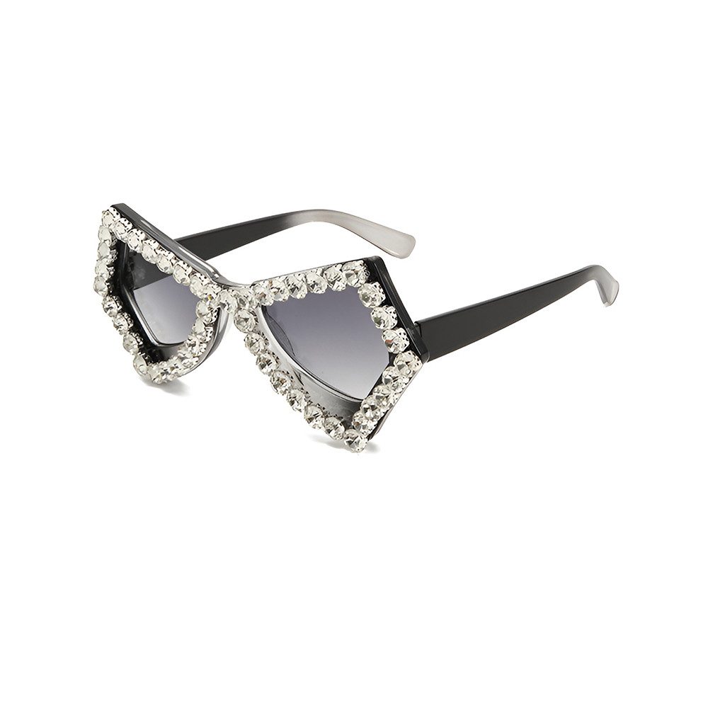 Sonnenbrille Damen Faschingsbrille Glitzerrand Breite Bügel UV Schutz
