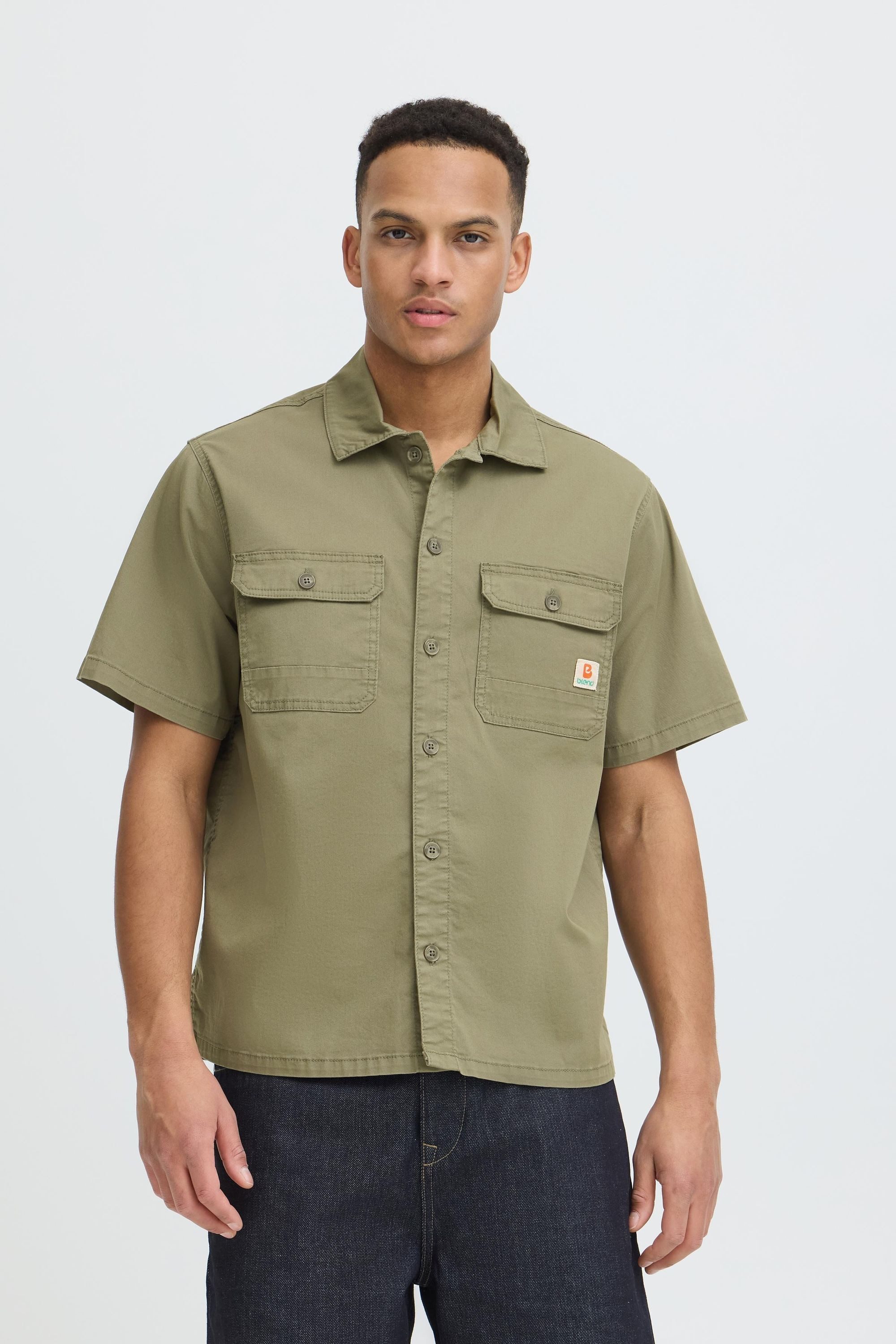 Blend Kurzarmhemd BHMatz Overshirt Rustikales Kurzarmhemd mit Brusttaschen