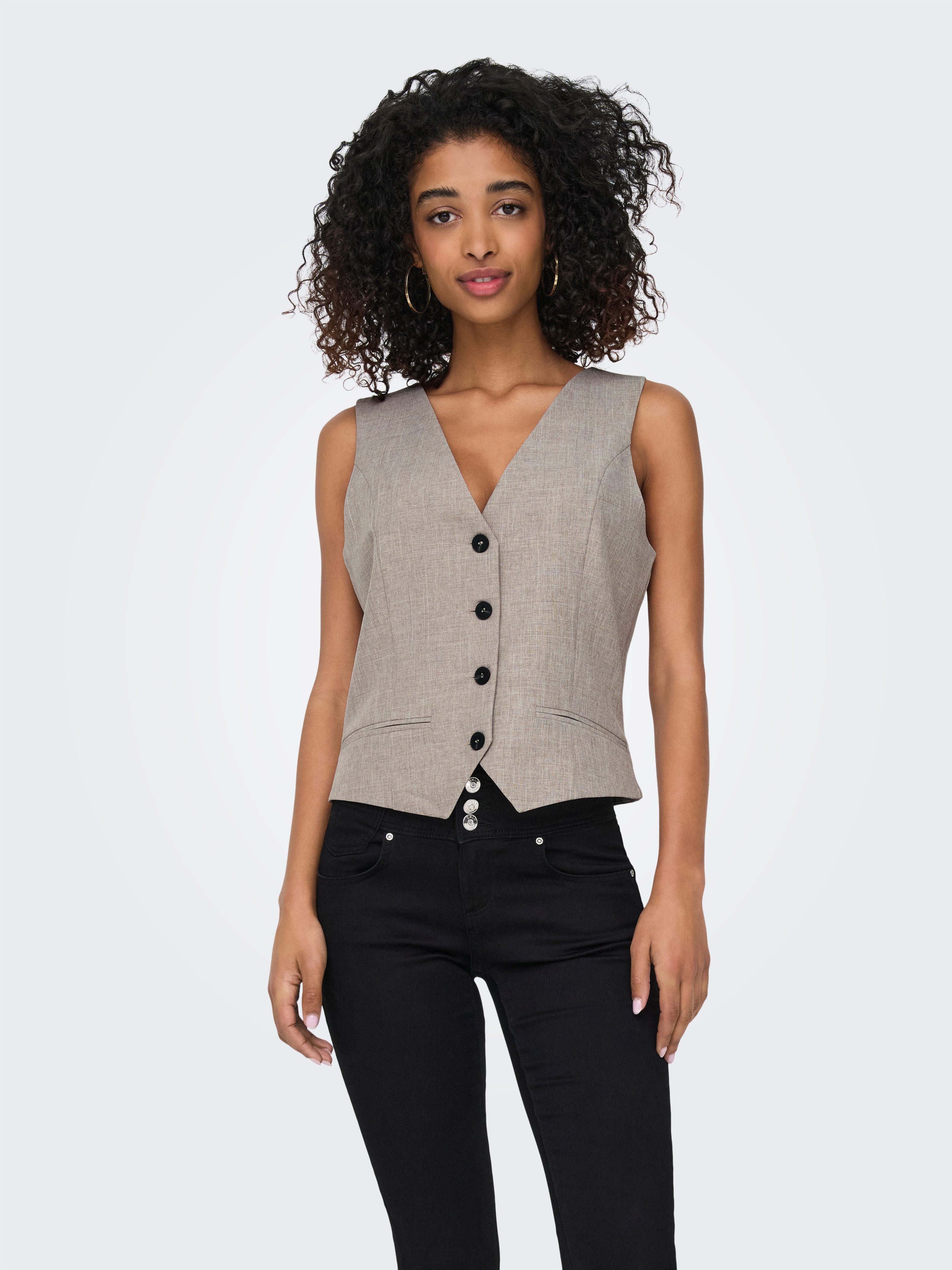 ONLY Anzugweste ONLLINDA S/L MEL FIT WAISTCOAT TLR NOOS mit Knopfleiste