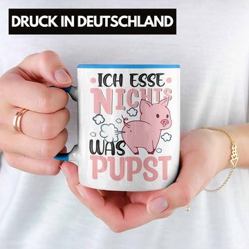 Trendation Tasse Trendation - Veganer Tasse Geschenk Ich Esse Nichts Was Pupst Vegan Geschenkidee Lustiger Spruch Vegane Lebensweise Veganerin