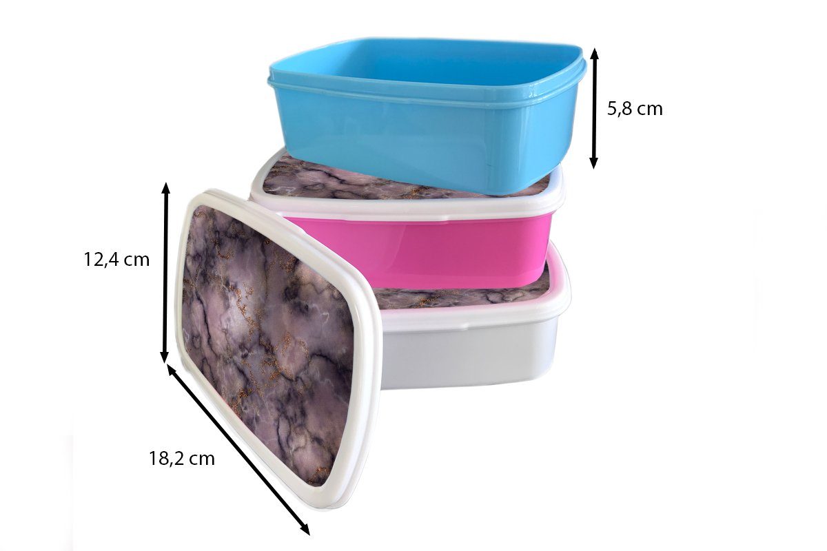 MuchoWow Lunchbox Achat - - Mädchen Steine Edelstein-Mix, Jungs Brotbox Abstrakt weiß Brotdose, und für Erwachsene, für und - (2-tlg), Kunststoff, Kinder