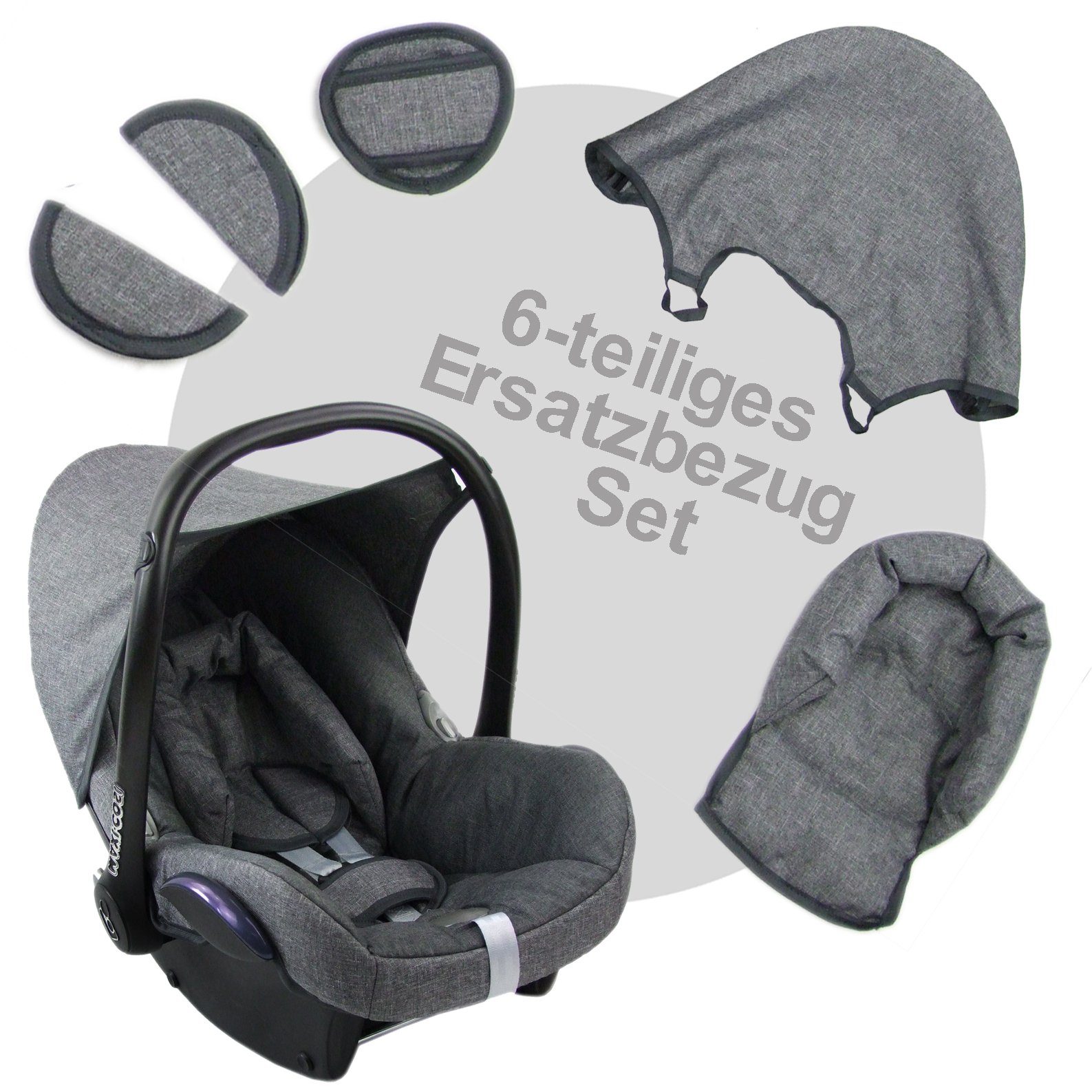by Babyschale Cabrio Rafael Cosi 14 K. kompatibel Babyschale Maxi 0+, BambiniWelt meliert ab: bis: 6-tlg, mit Monate grau/dunkelgrau Ersatzbezug Fix
