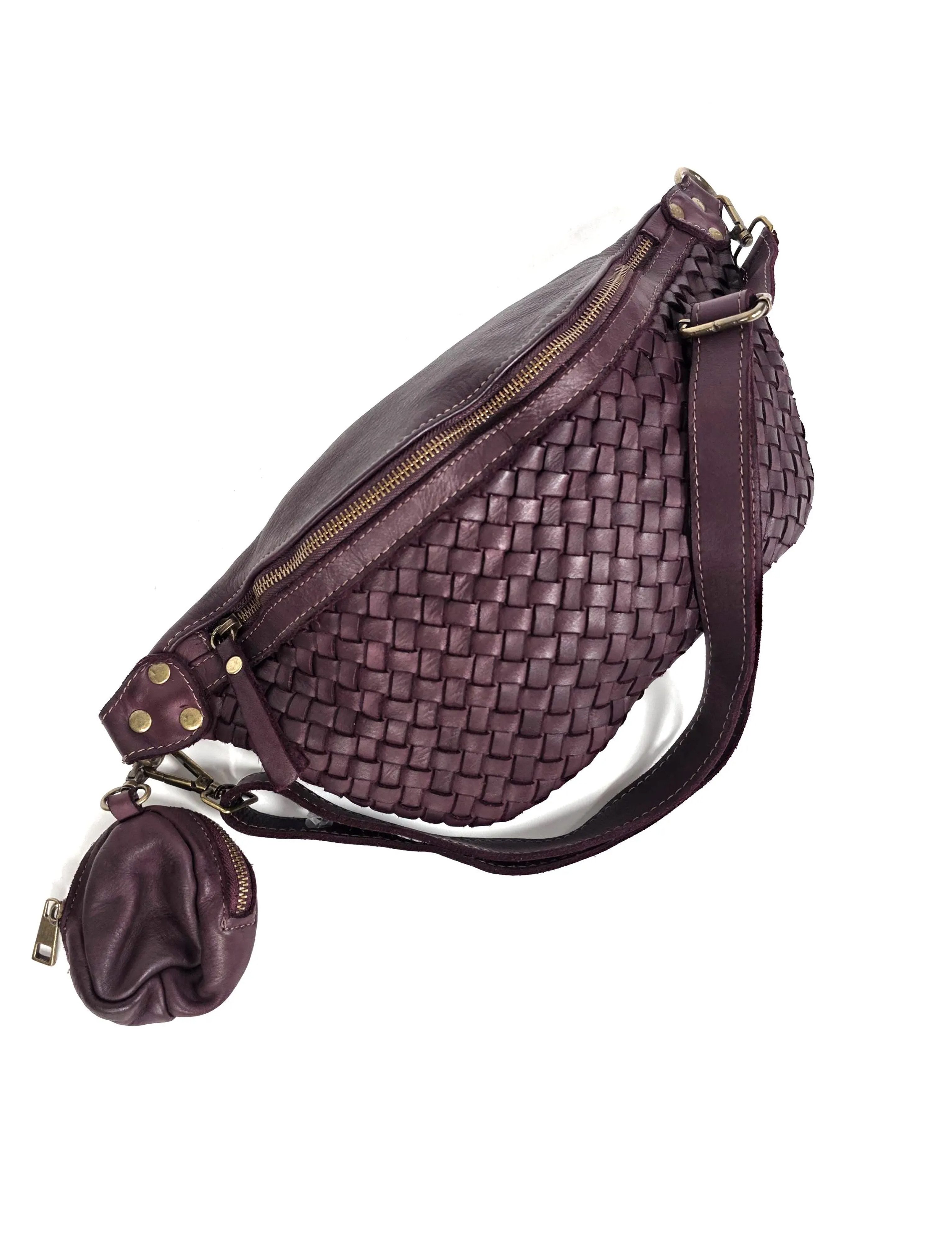 sanumi Bauchtasche italienische Leder-Umhängetasche