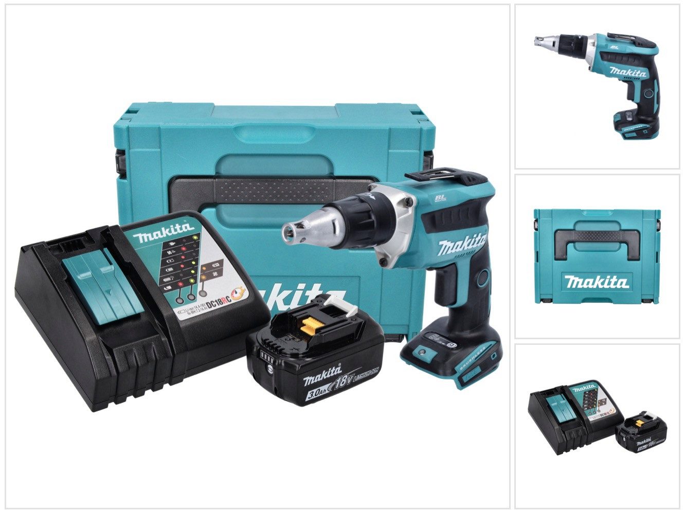 Makita Akku-Trockenbauschrauber DFS 452 RF1J Akku Schnellbauschrauber 18 V Brushless + 1x Akku 3,0 Ah