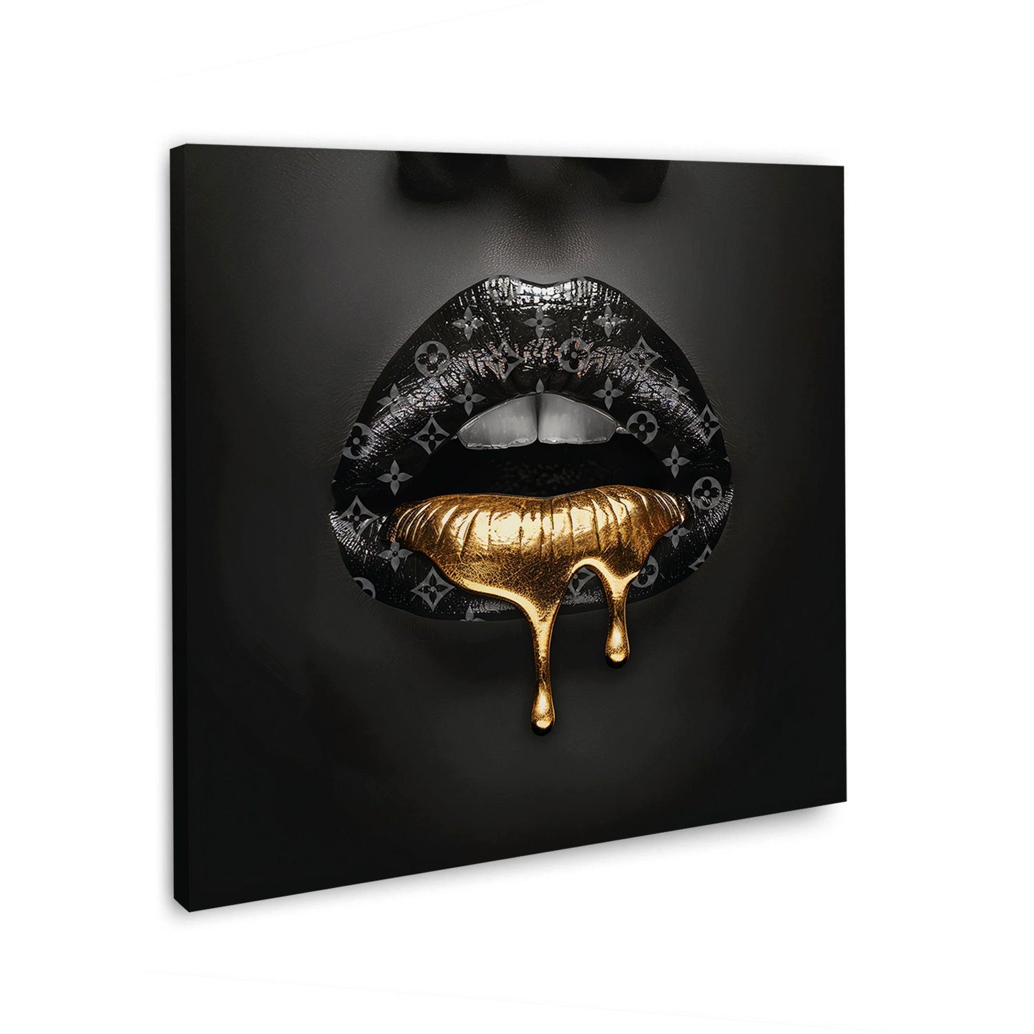Artedinoi Leinwandbild Lippen in Goldoptik mit Luxusmotiv und modernem Stil Leinwandbild Wand, Lippen in Goldoptik, modern
