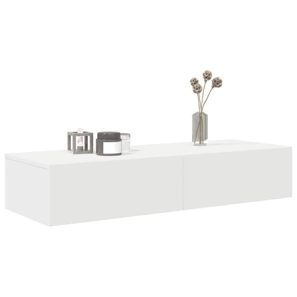 vidaXL Wandregal 100 x 36 x 19 cm Wandregal mit Schubladen Weiß 100x36x19 c günstig online kaufen