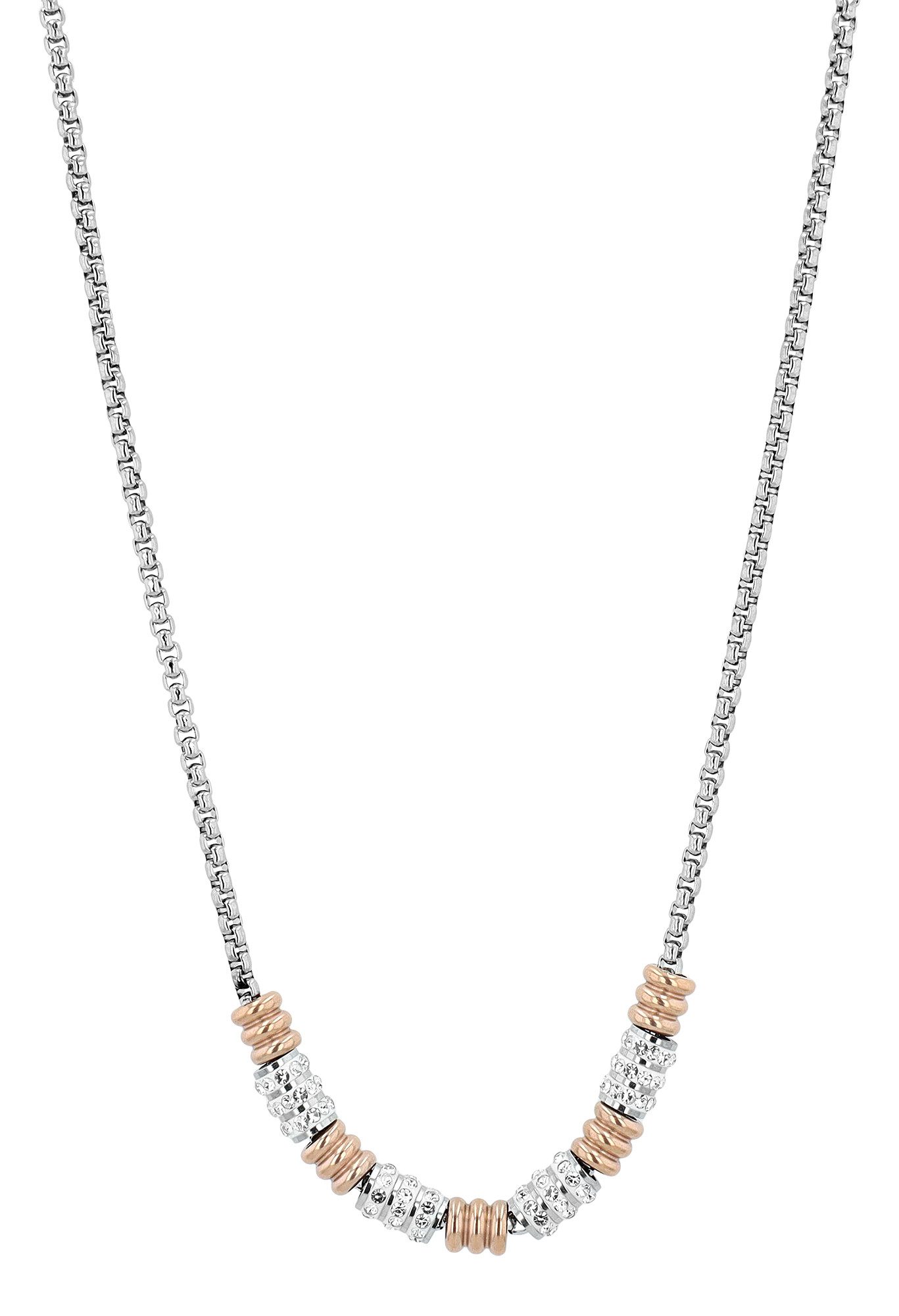 Gliederkette Halskette – Venezianerkette aus Edelstahl mit Perle 45 cm