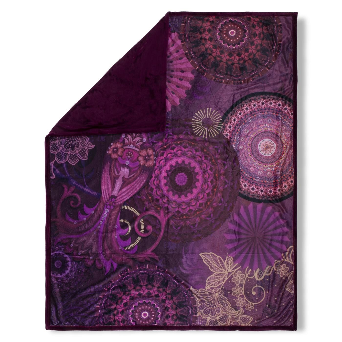 hip Tagesdecke Polyvelvet Kuscheldecke 130 X 160 cm Miska rot mandalas and flowers, Tagesdecke Kuscheldecke Schmusedecke