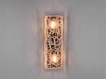 meineWunschleuchte LED Wandleuchte, Leuchtmittel stufenweise über Schalter dimmbar, LED wechselbar, warmweiß, innen, Boho Lampen-schirm Rattan ausgefallen Treppenhaus, Höhe 30cm