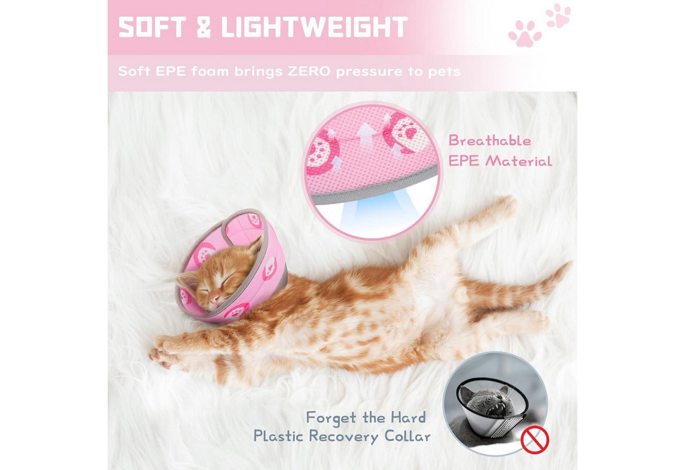 Thumbnail - Supet Schutzkragen Halskrause Katze verstellbar weiches Kragen Cone rosa Größe M