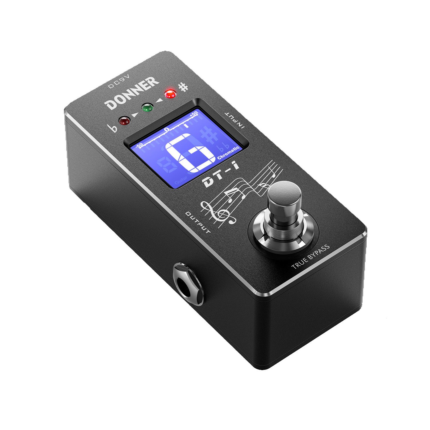 E-Gitarre Tuner-Gitarrenpedal DT-1 Chromatisches Stimmgerät mit Tonhöhenanzeige