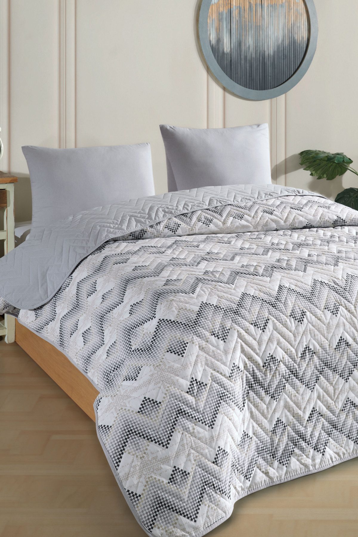 Formeya Tagesdecke Wendbare Piqué-Tagesdecke 200x230 cm für Doppelbett