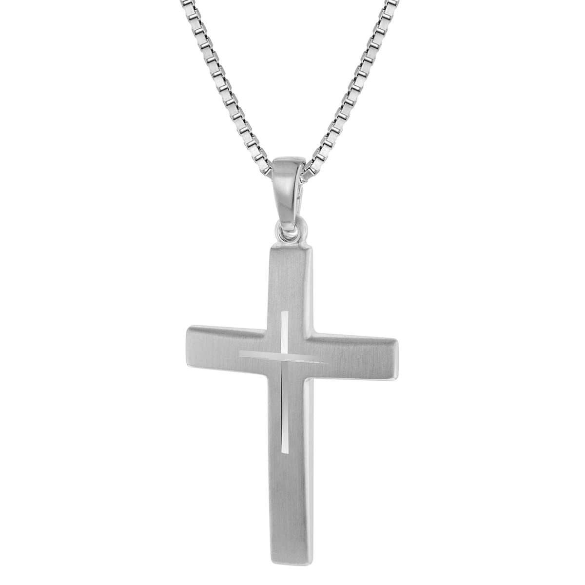 trendor Kreuzkette 60705, Silber Kreuz mit Kette für Herren