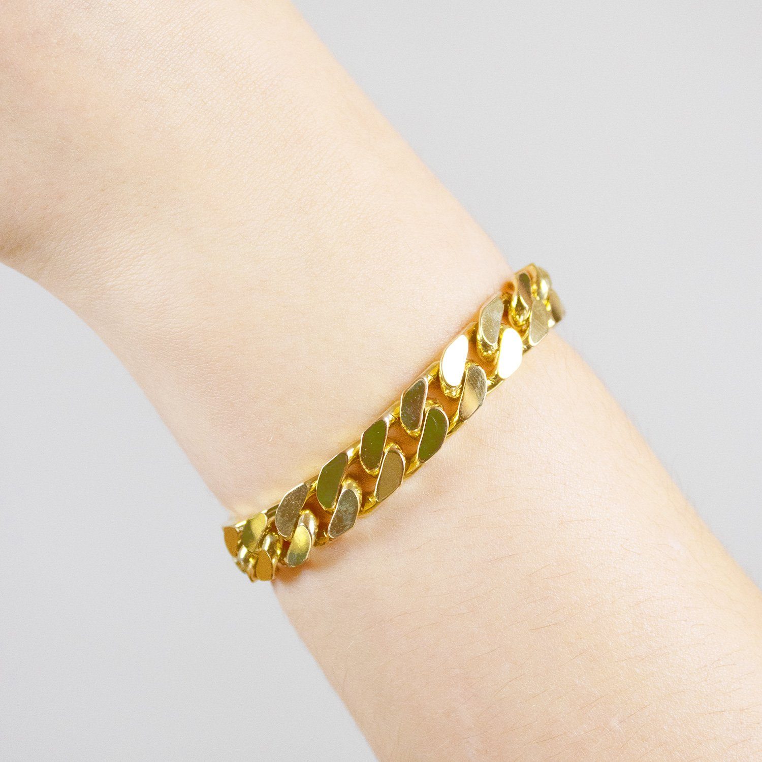 HOPLO Goldarmband Goldkette Panzerkette Länge 21cm - Breite 10,0mm - 585-14 Karat Gold, Made in Germany