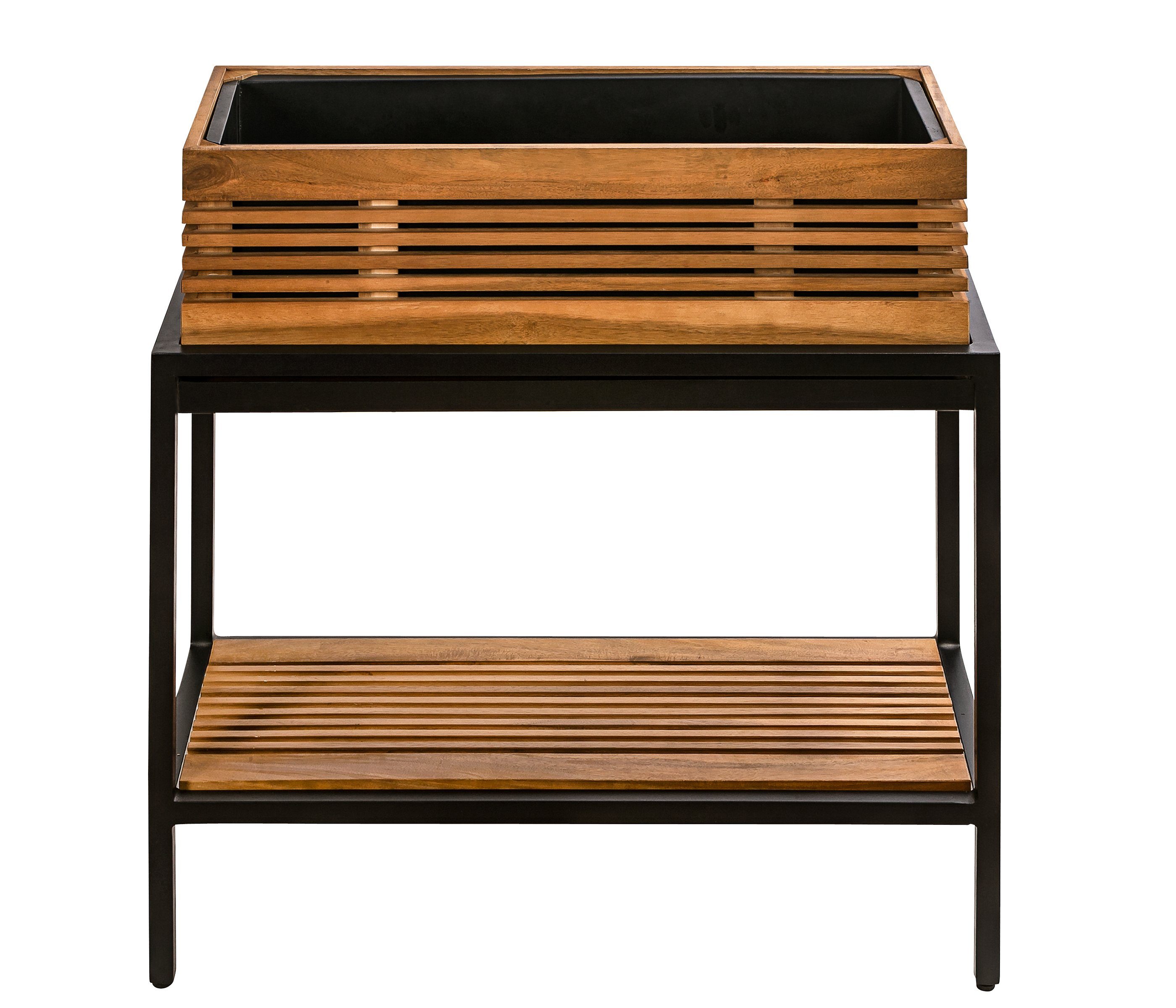 Dehner Hochbeet Premium Hochbeet New York, braun / schwarz, modernes Balkonhochbeet, aus Aluminium und FSC®-zertifiziertem Holz