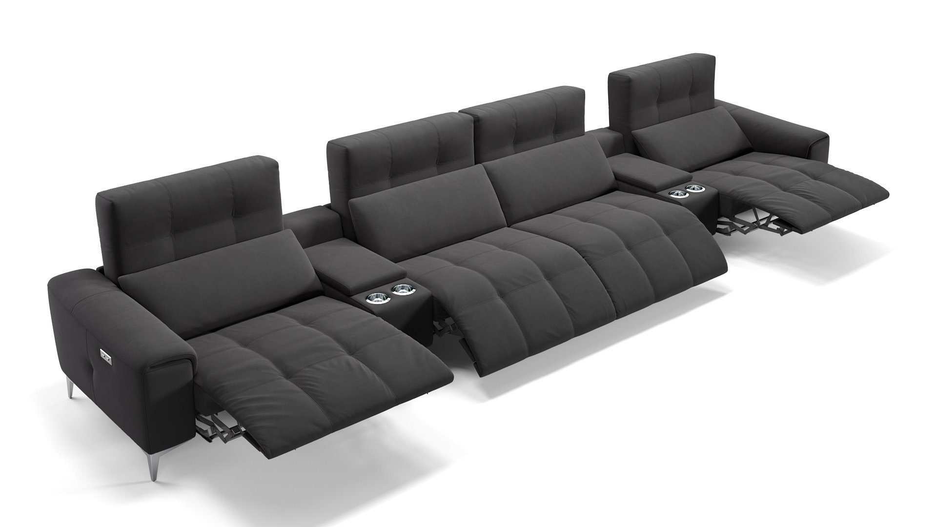 SALENTO cm x 4-Sitzer Sofa 100 Schwarz XL: Kinosofa 454 Stoff Sofanella in