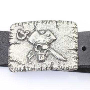 Crystalogy.de Gürtelschnalle Gürtelschnalle Pirate, Pirat Skull Totenkopf, dunkel silber