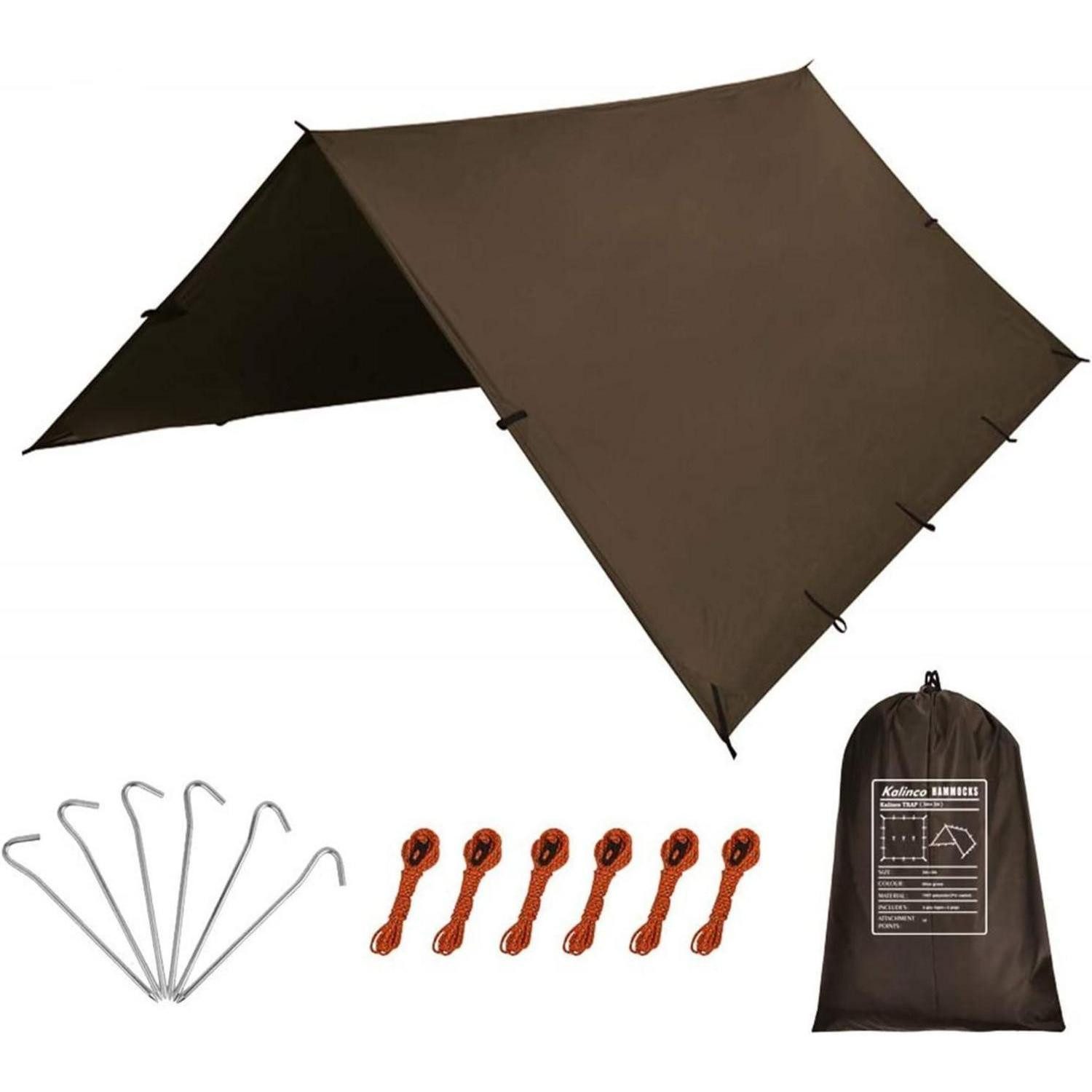 Schutzplane Zeltplane Tarp Hängematte Regenschutz Sonnensegel Camping 3x3m Blau