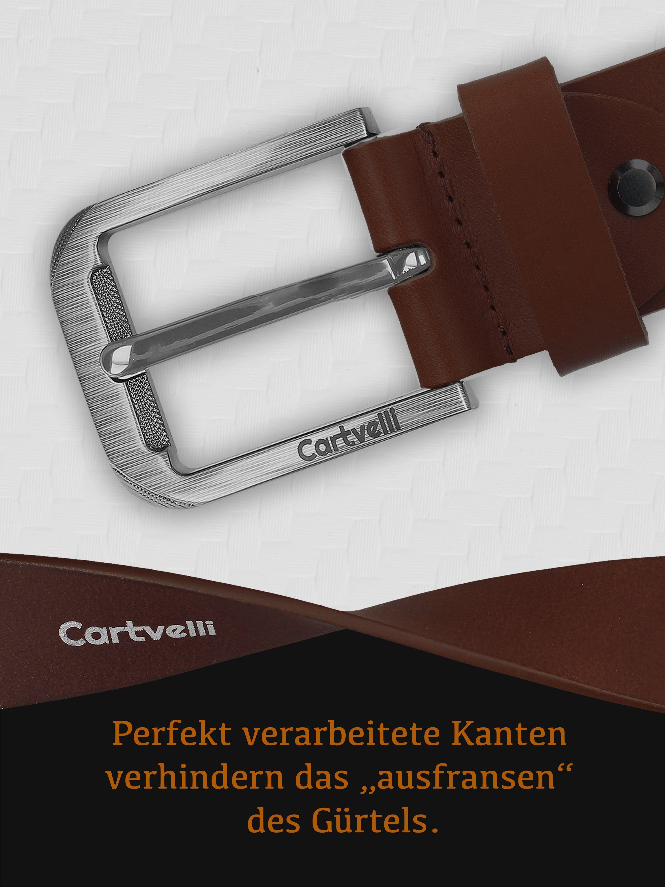 Cartvelli Ledergürtel Premium Ledergürtel 40mm Herren Made in Germany inkl. Geschenkbox Vollleder, robust, reißfest, langlebig, nickelfrei