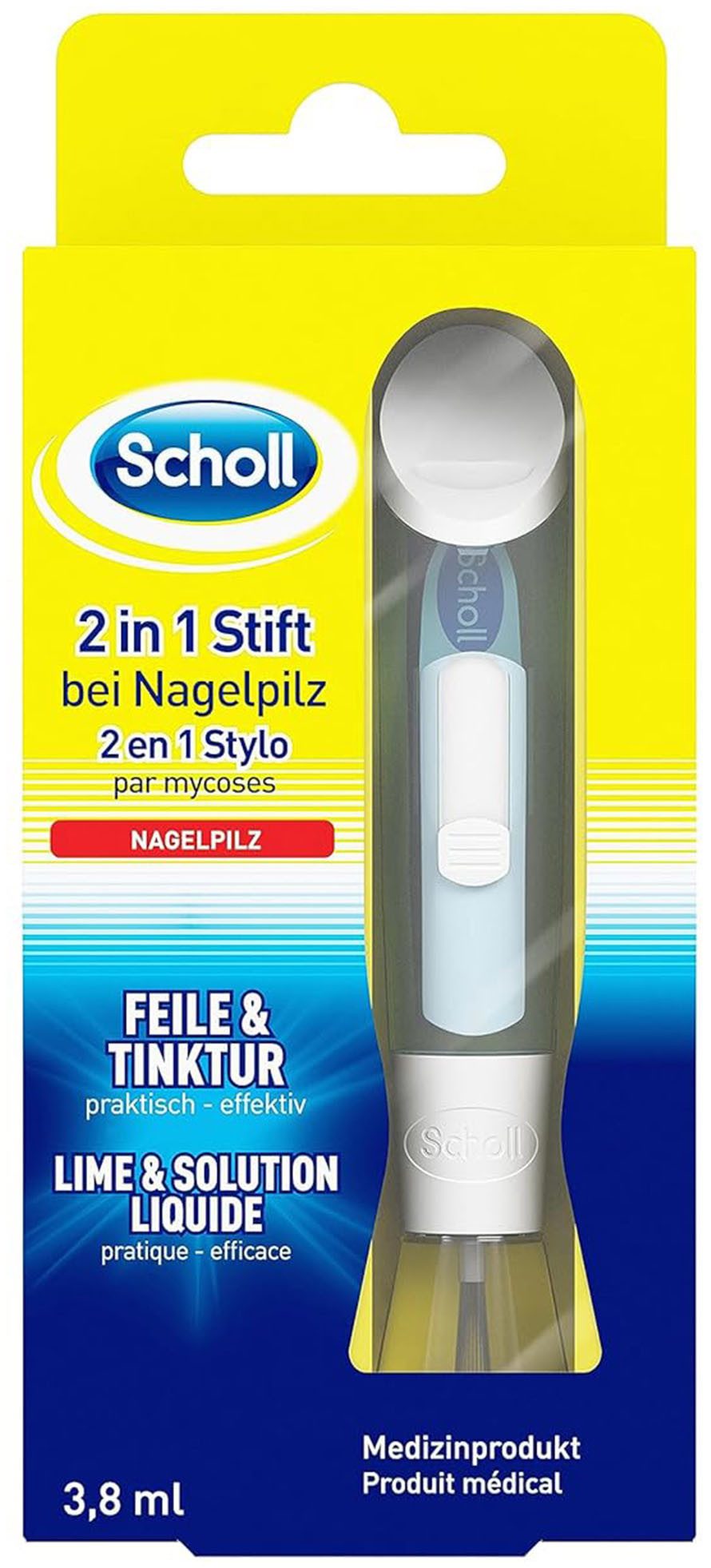 Scholl Nagelpflegestift 2-in-1 Stift effektiven Behandlung von Nagelpilz und Pilzinfektionen, Wirksamkeit klinisch bestätigt