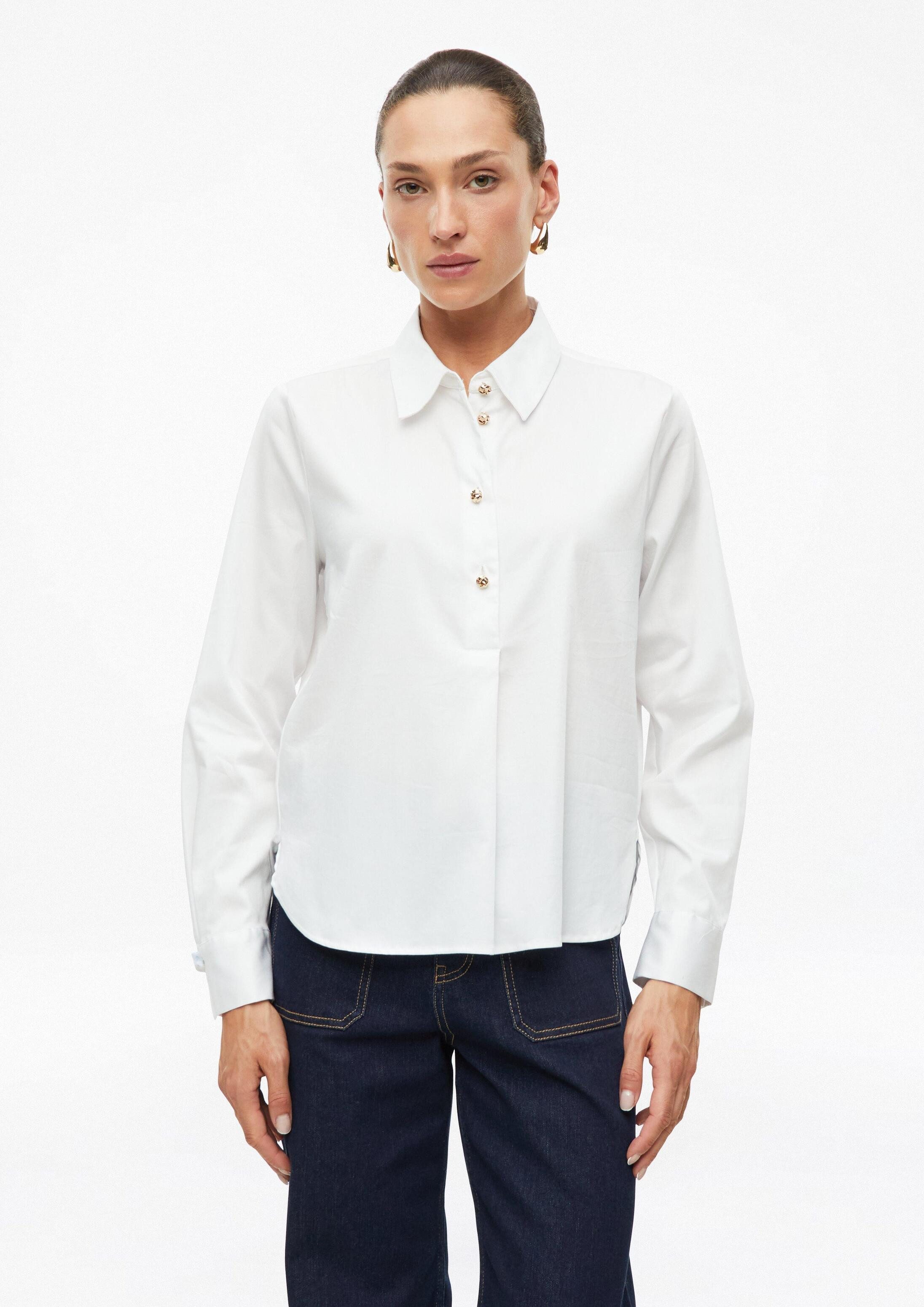s.Oliver Langarmbluse Bluse Leicht glänzende Bluse mit Falten-Detail