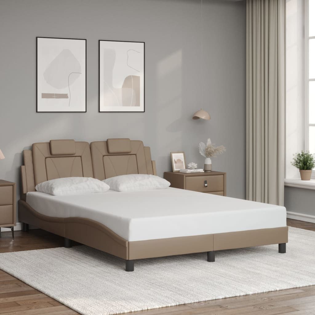 vidaXL Bett, Bettgestell mit Kopfteil Cappuccino-Braun 140x190 cm Kunstlede günstig online kaufen