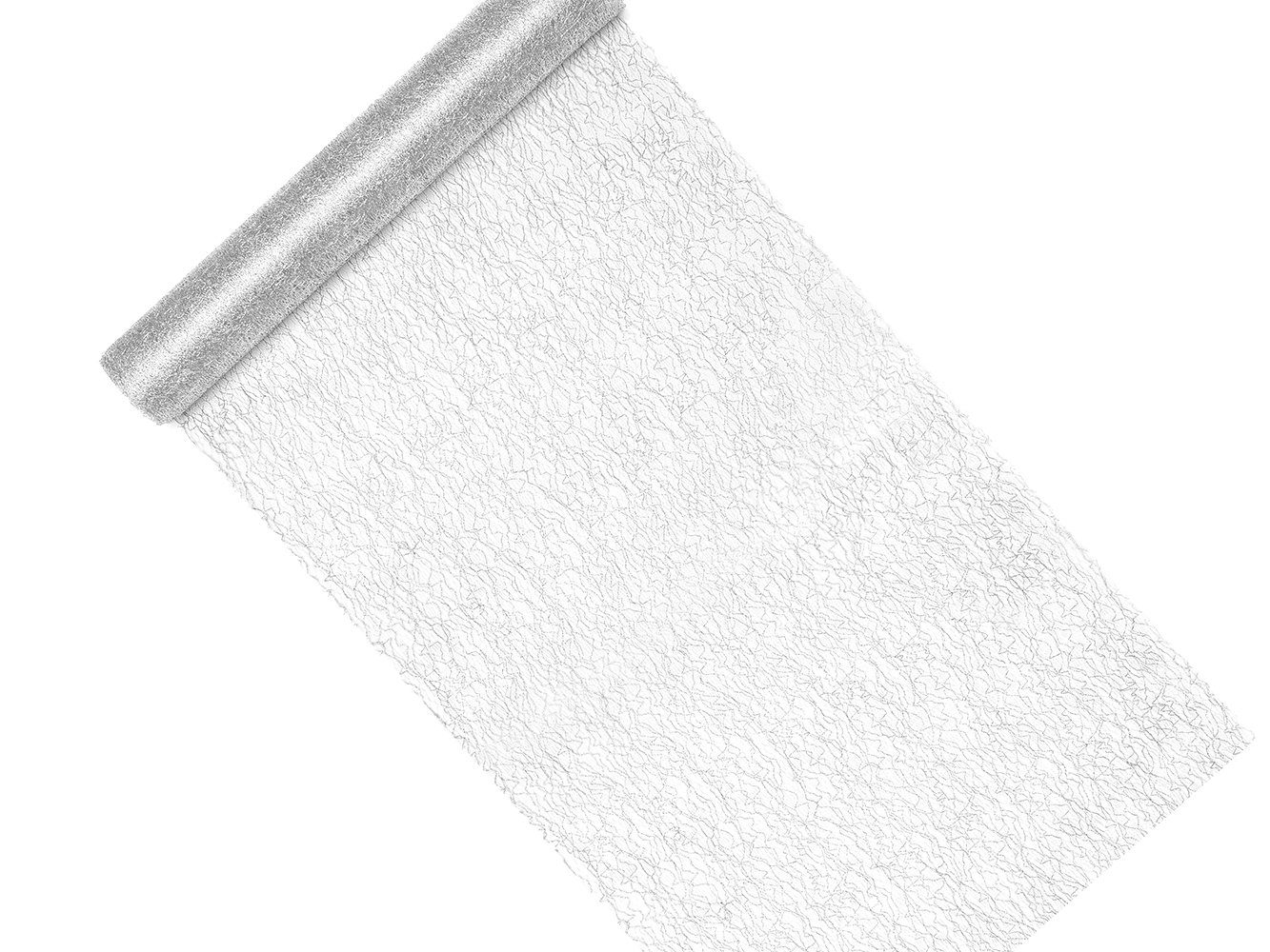 partydeco Узкие скатерти, Узкие скатерти in Netzoptik 36cm x 9m Rolle silber