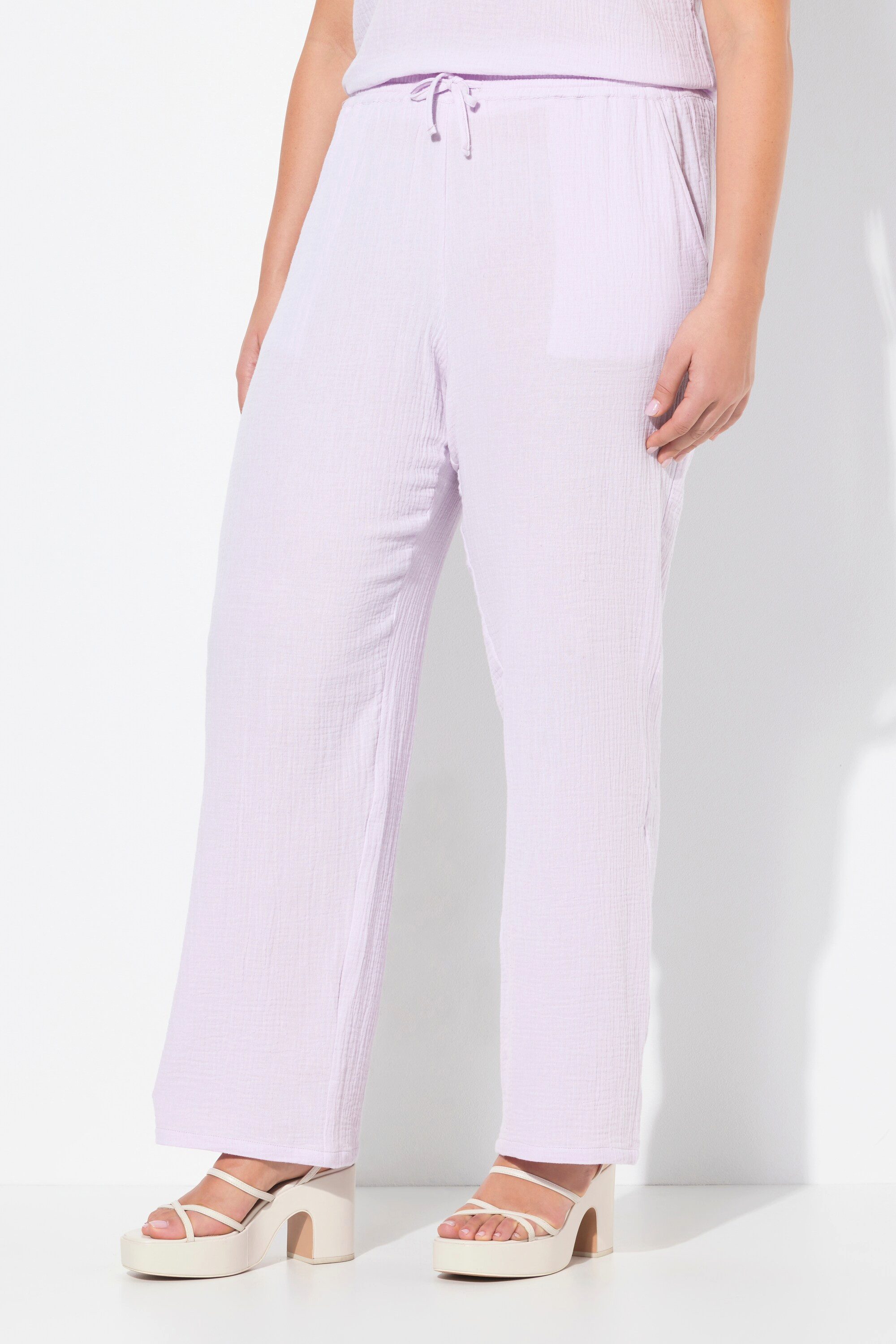 Ulla Popken Schlupfhose Musselin-Schlupfhose Rose weites günstig online kaufen
