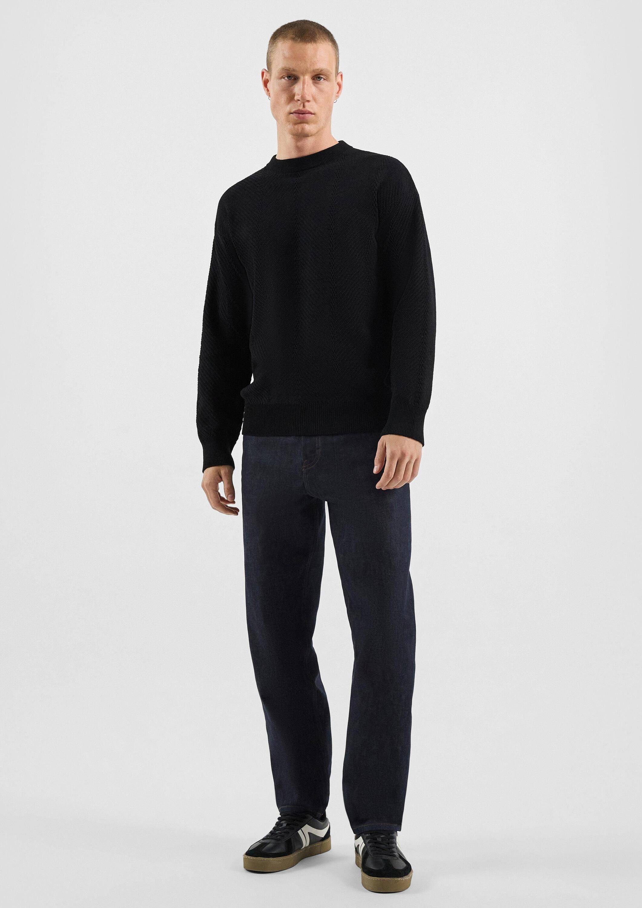 QS Longpullover Strickpullover Strukturierter Strickpullover